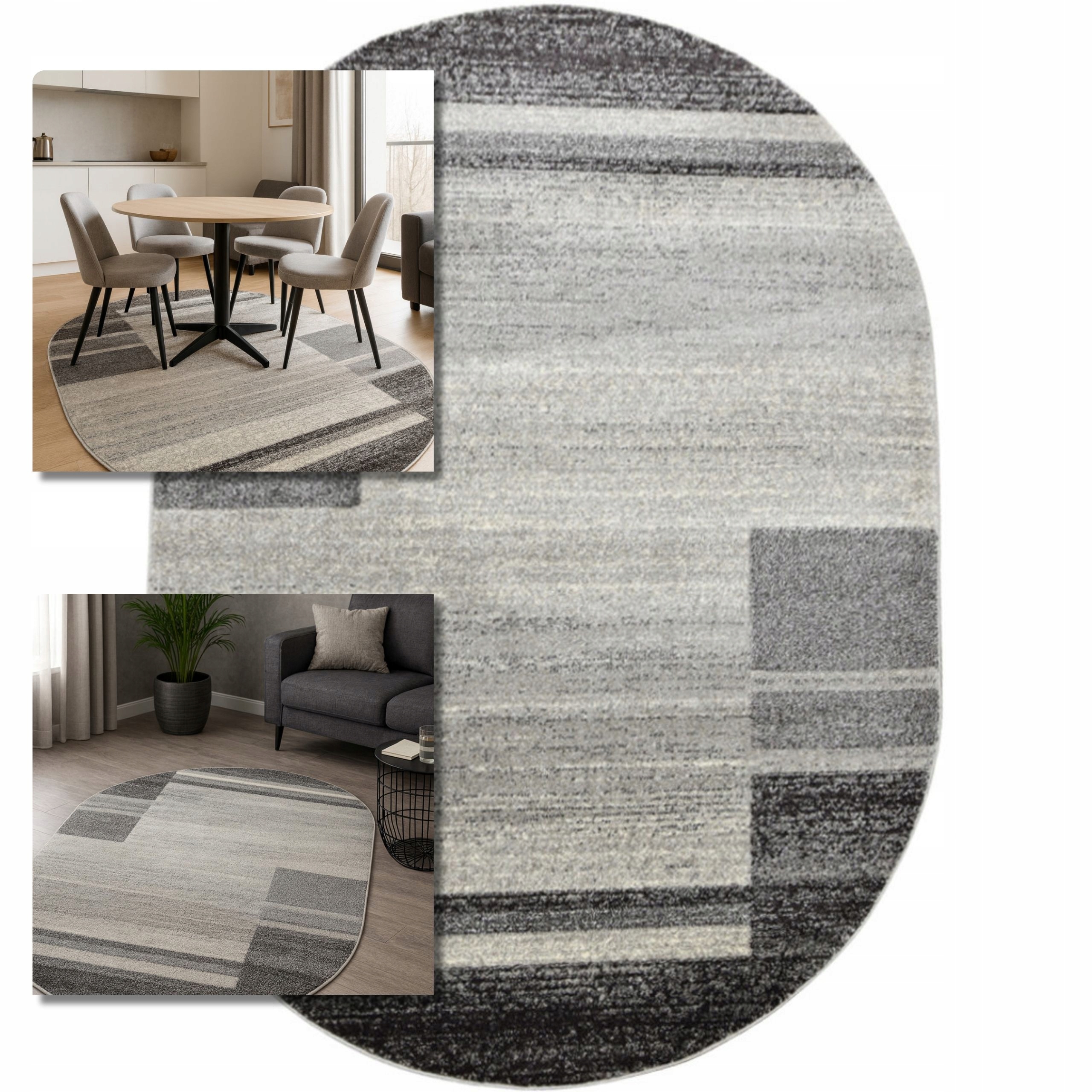 Koberec 160x230 Oválný Adventure Šedý Koberec Do Obývacího Pokoje Loft Moderní Koberec