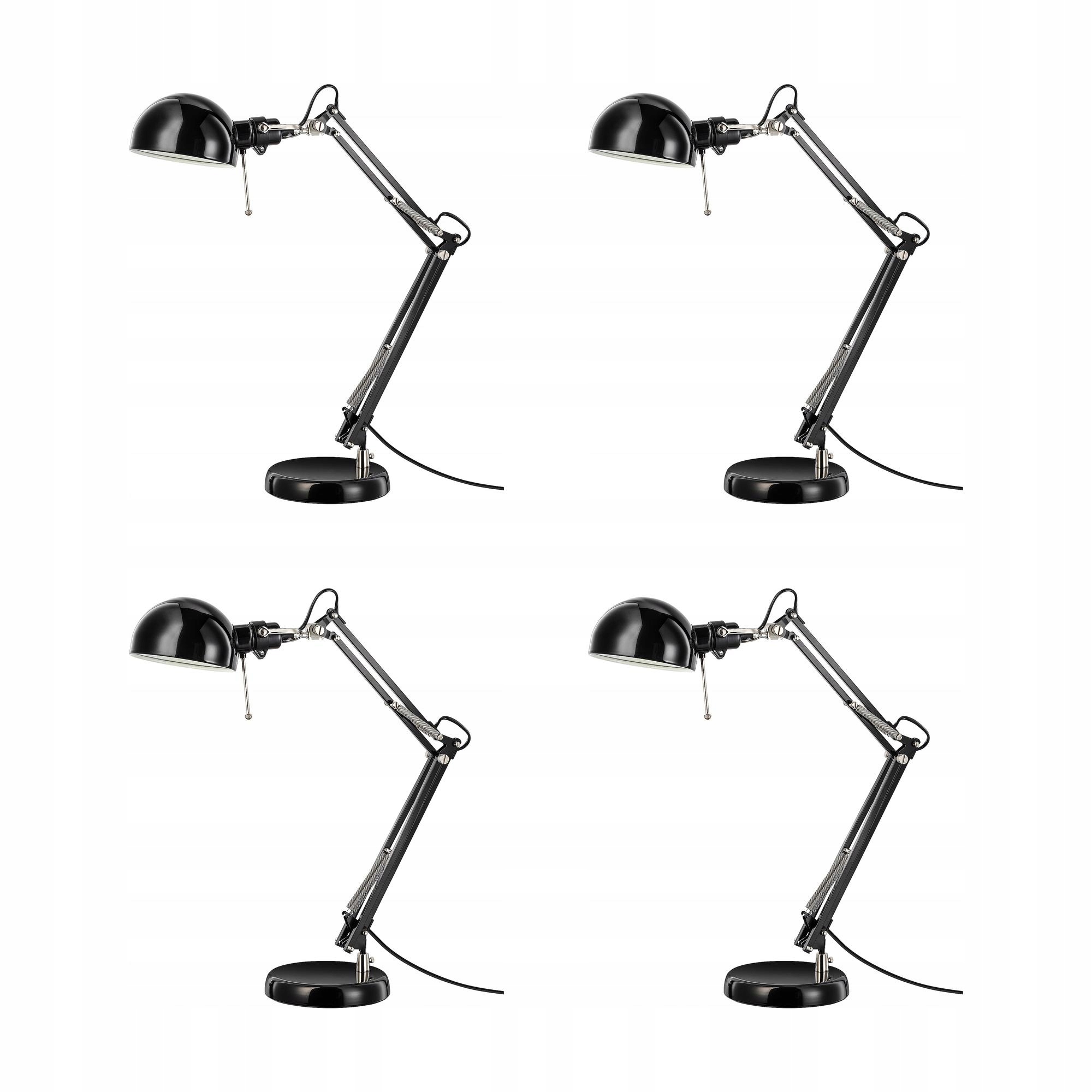 4 ks Stolní lampa Forsa černá nastavitelná ocelová E14 40W