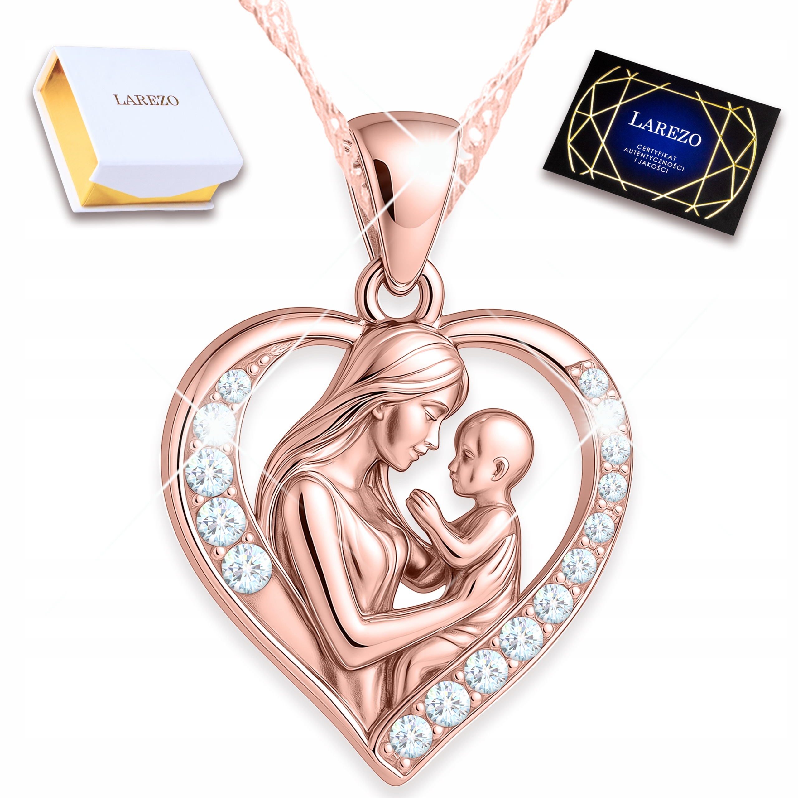 Pozlacený náhrdelník Maminka s dítětem Srdce pro nejlepší maminku Stříbro 925