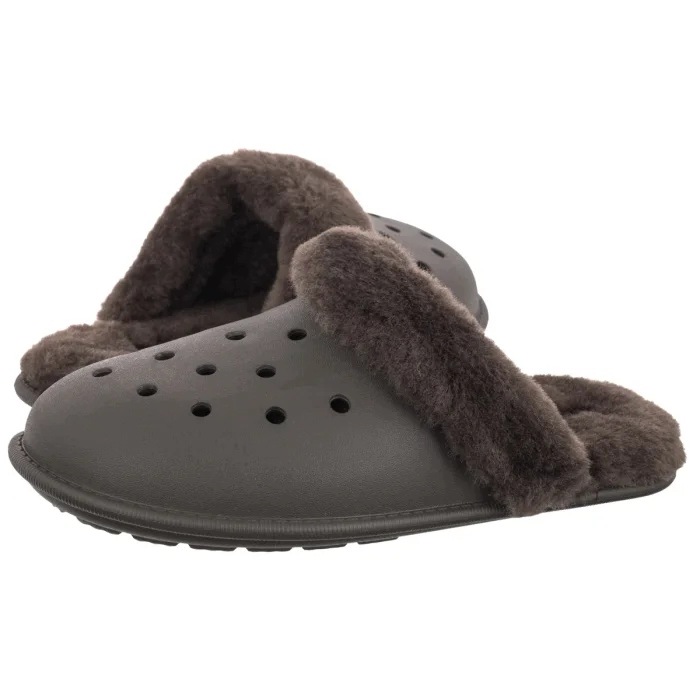 Dámské Papuče Crocs Classic Fuzz Scuff Dark Cocoa 212143 Hnědé