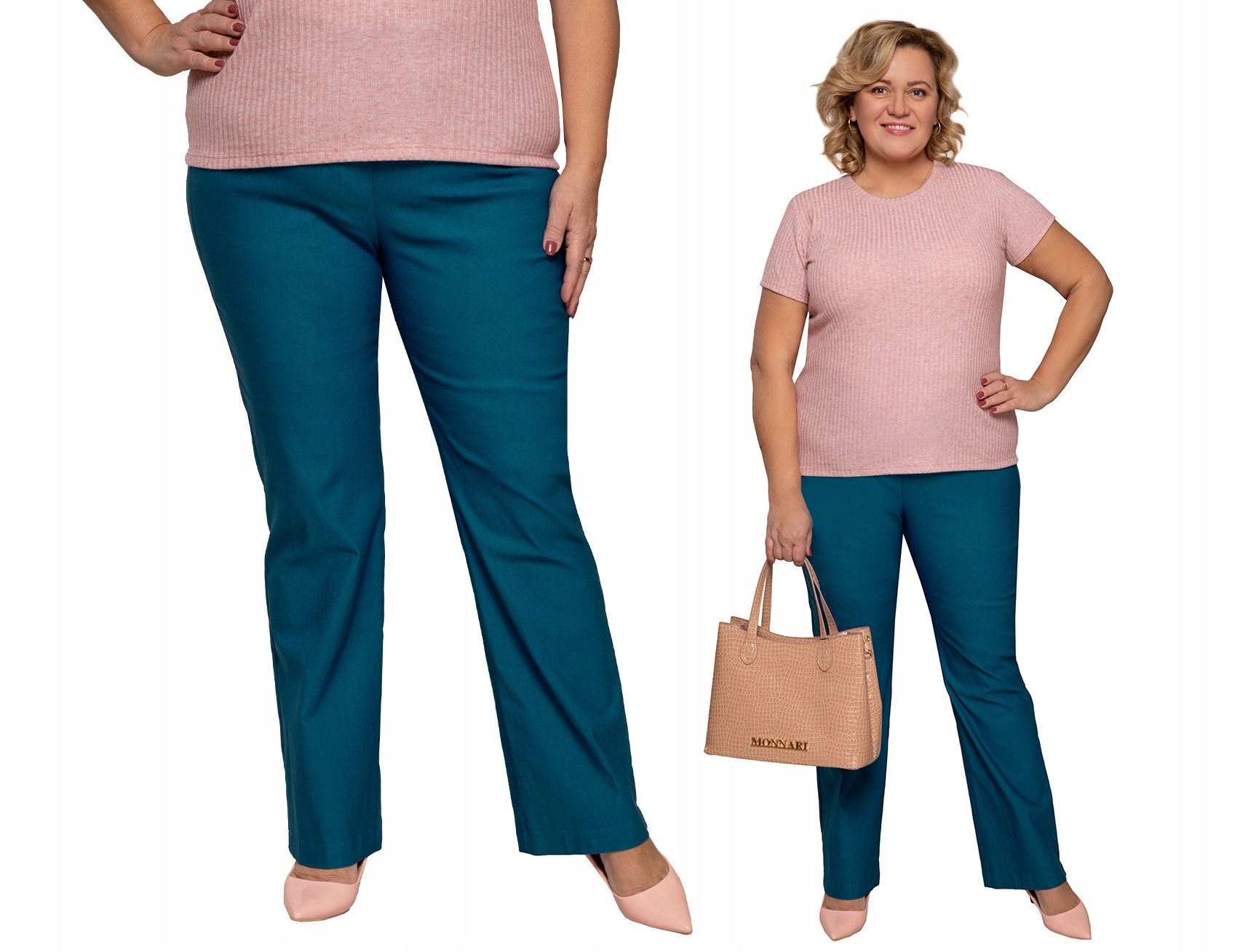 Dlouhé rovné kalhoty v džínové barvě 50