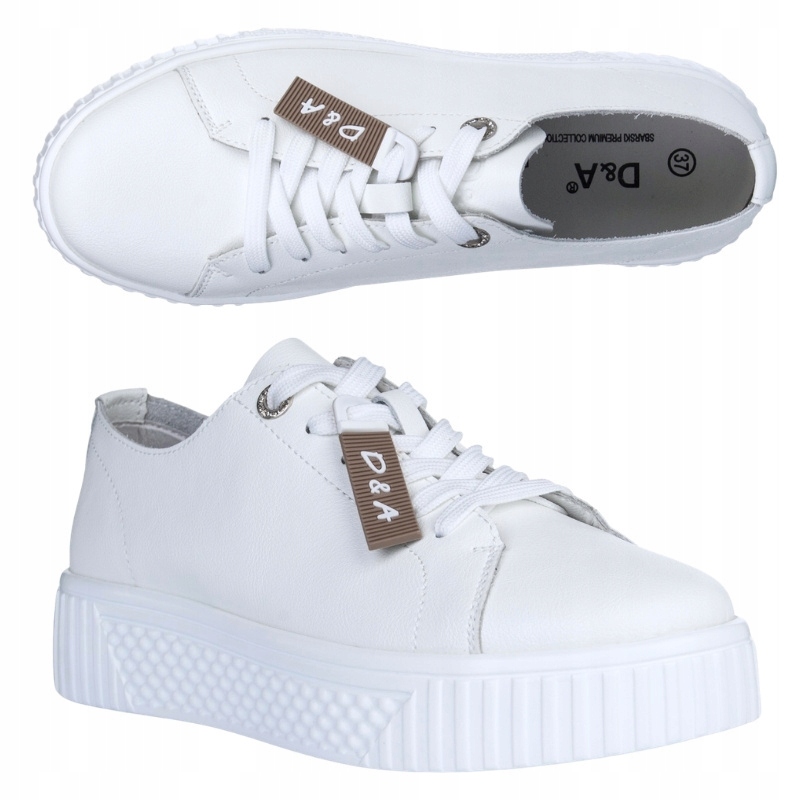 Białe Sneakersy damskie sportowe S.Barski LR61-5991 White skórzane r. 38