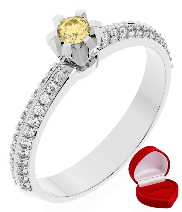 Zlatý Prstýnek 585 14k Safír 0,09 ct Bílé Zlato R0