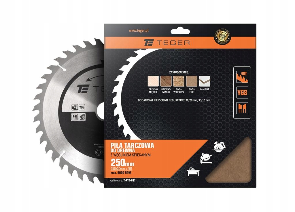 Piła tarczowa do drewna z węglikiem spiekanym 250x Marka Teger