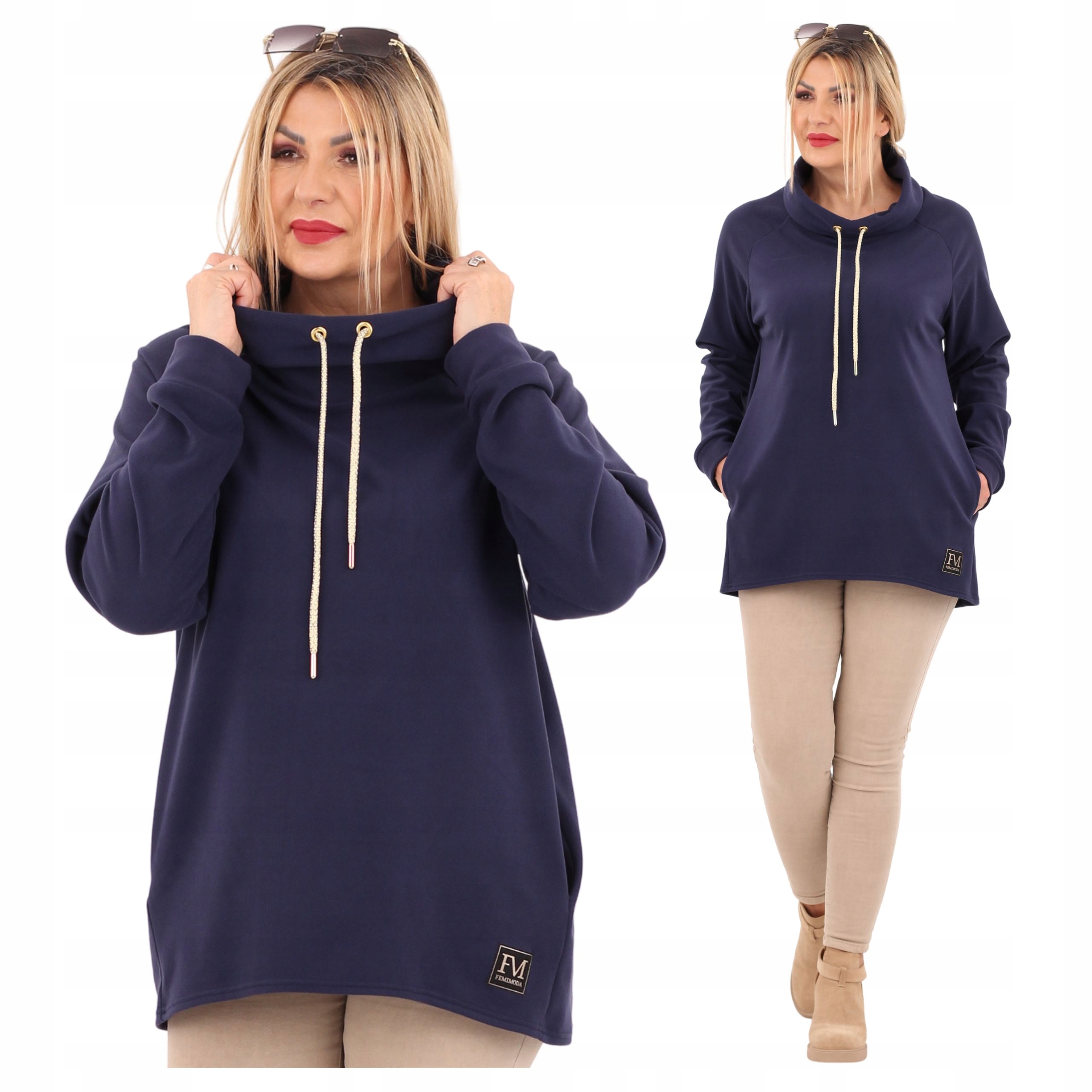 Bluza damska ze stójką ocieplana Polski Producent długa polar duże rozmiary