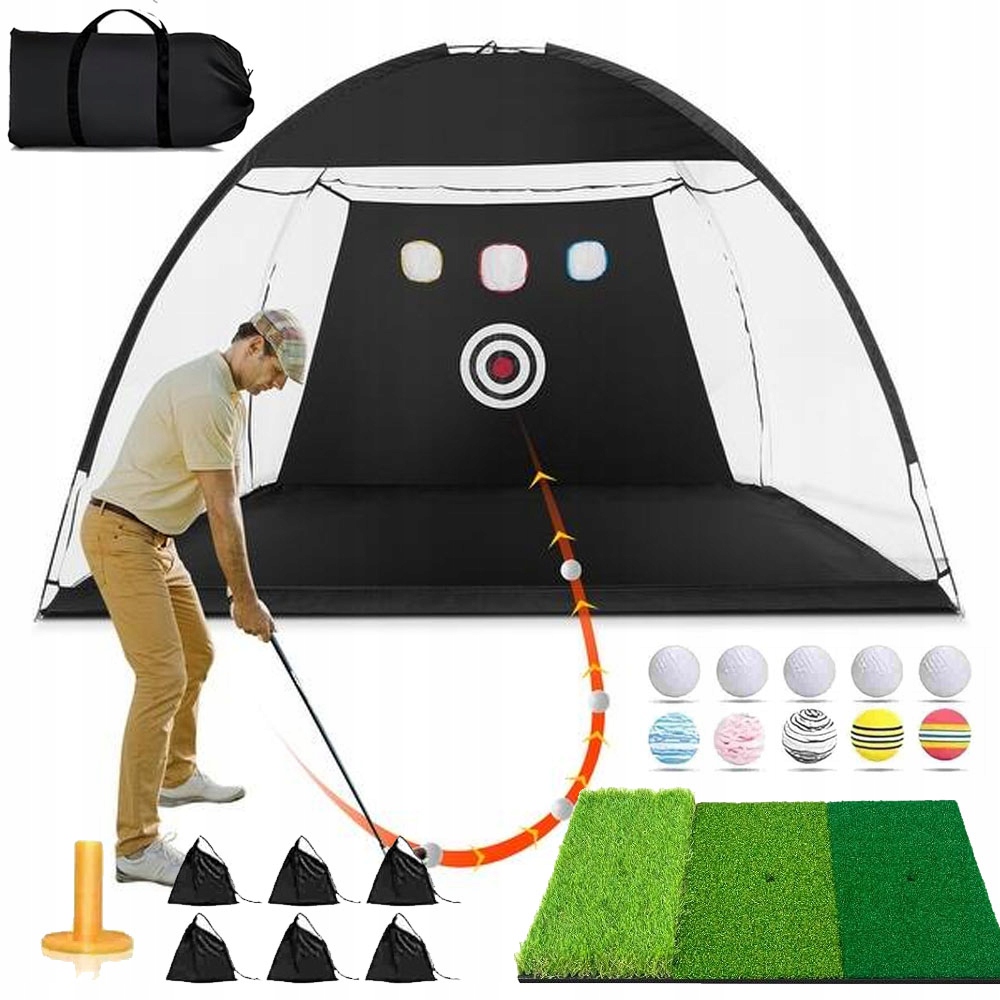 Přenosná Golfová Síťka Na Cvičení umělou trávou taška 10 Míčků Set