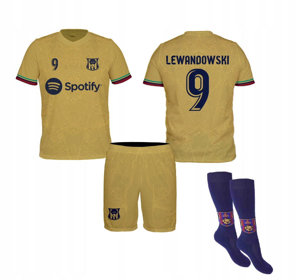 

Lewandowski Barcelona Zł strój komplet getry 104