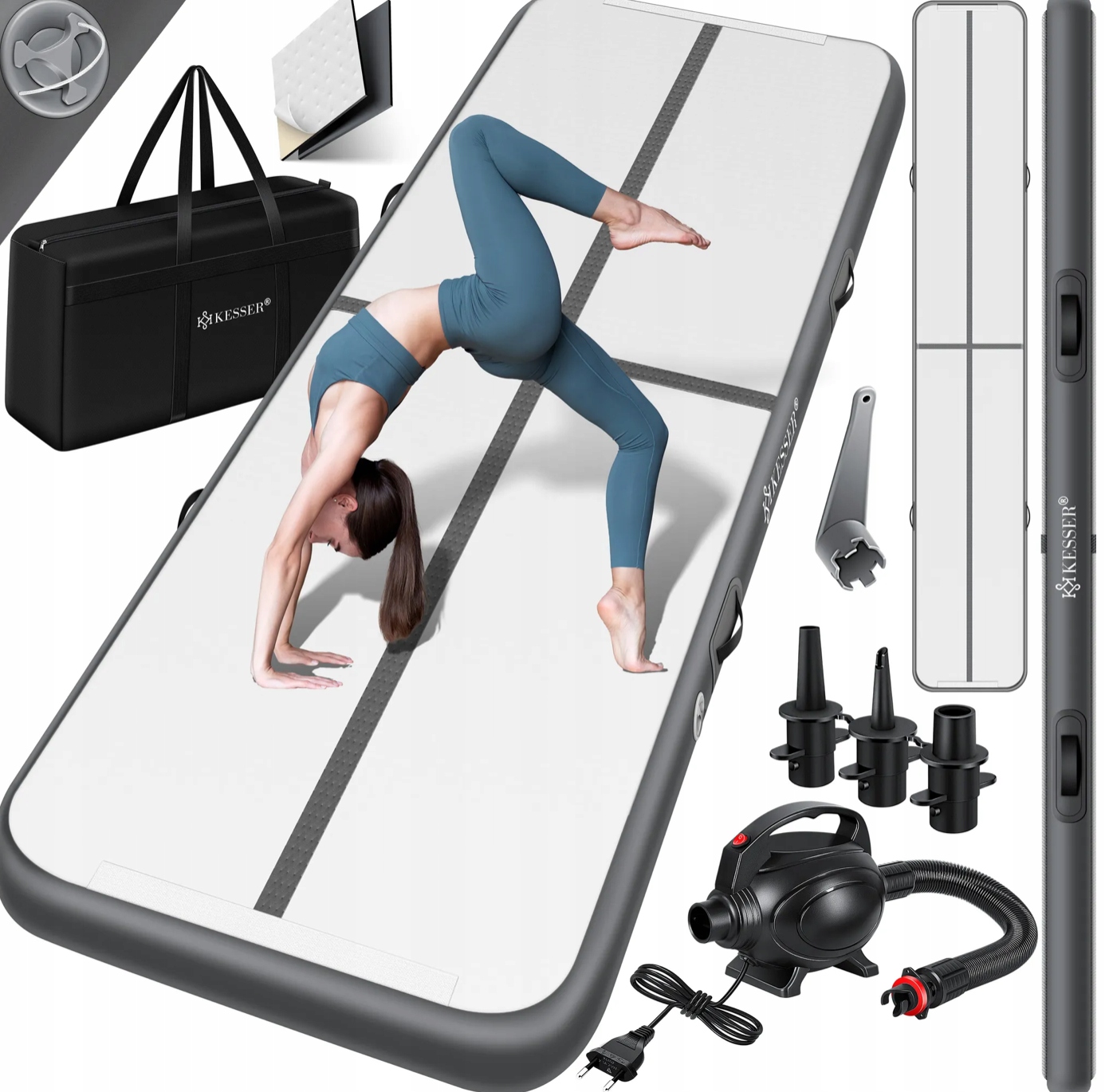 Mata do ćwiczeń jogi gimnastyki treningowa fitnessu 600 cm x 100 cm szary