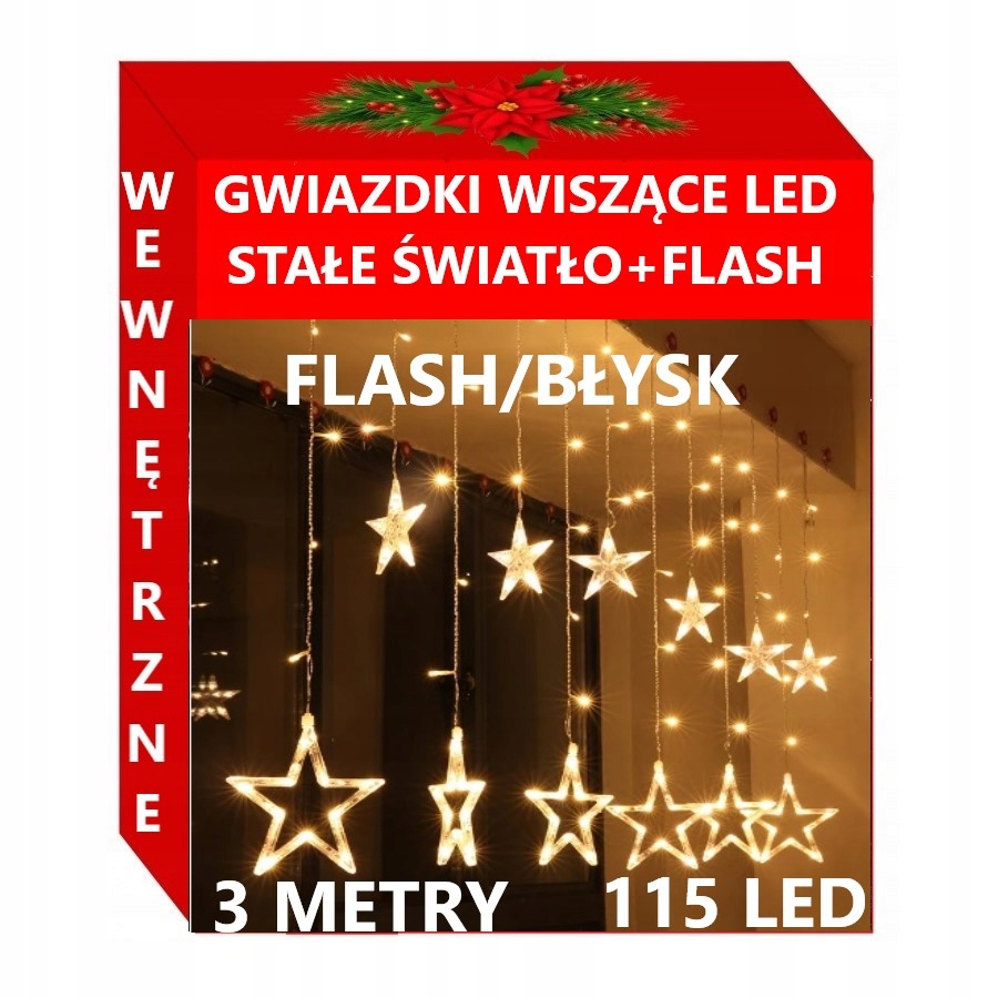 

Lampki Gwiazdy Wiszące Kurtyna Girlanda Flash
