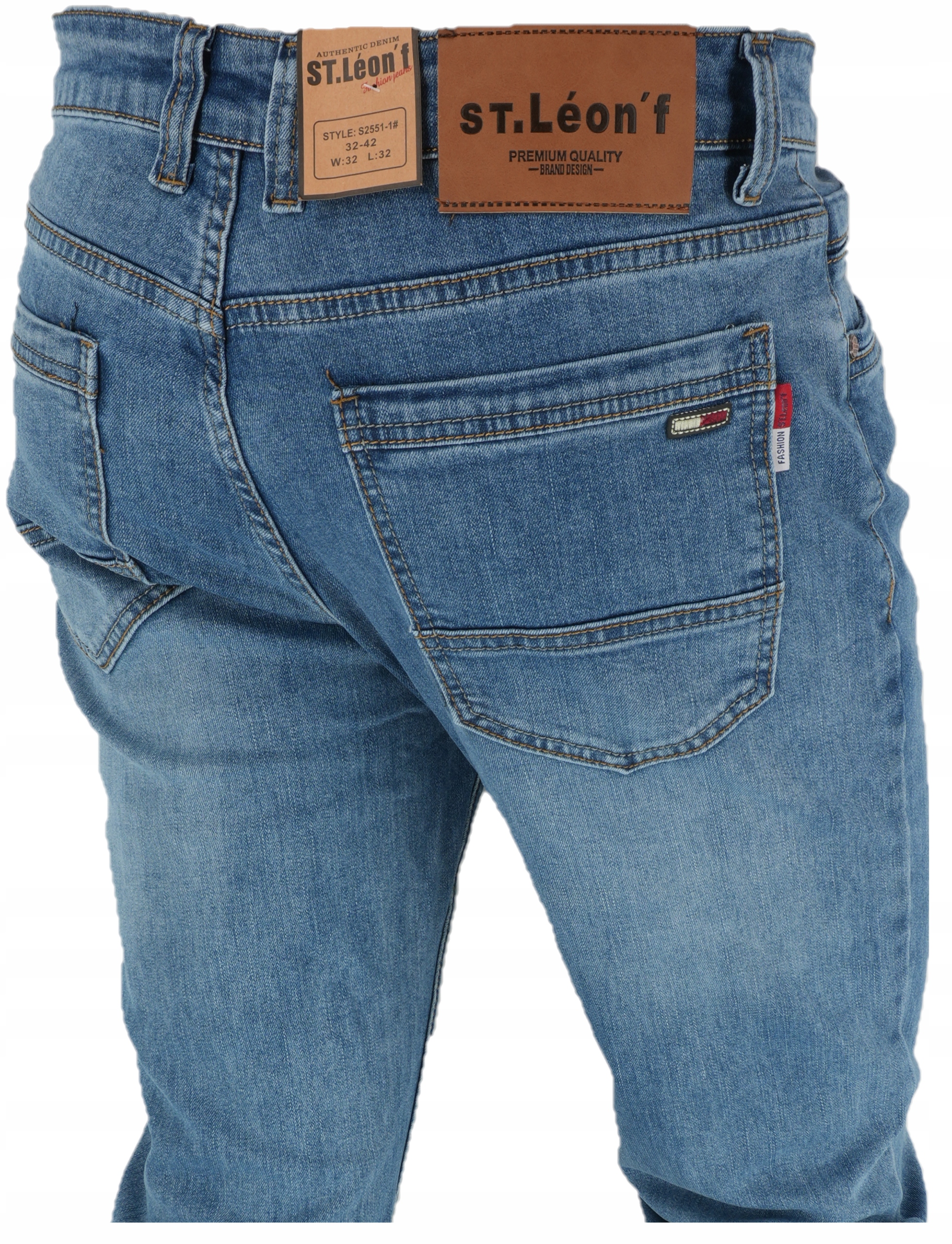 Spodnie Klasyczne S2551 Prosta Nogawka Niebieskie L32 W32