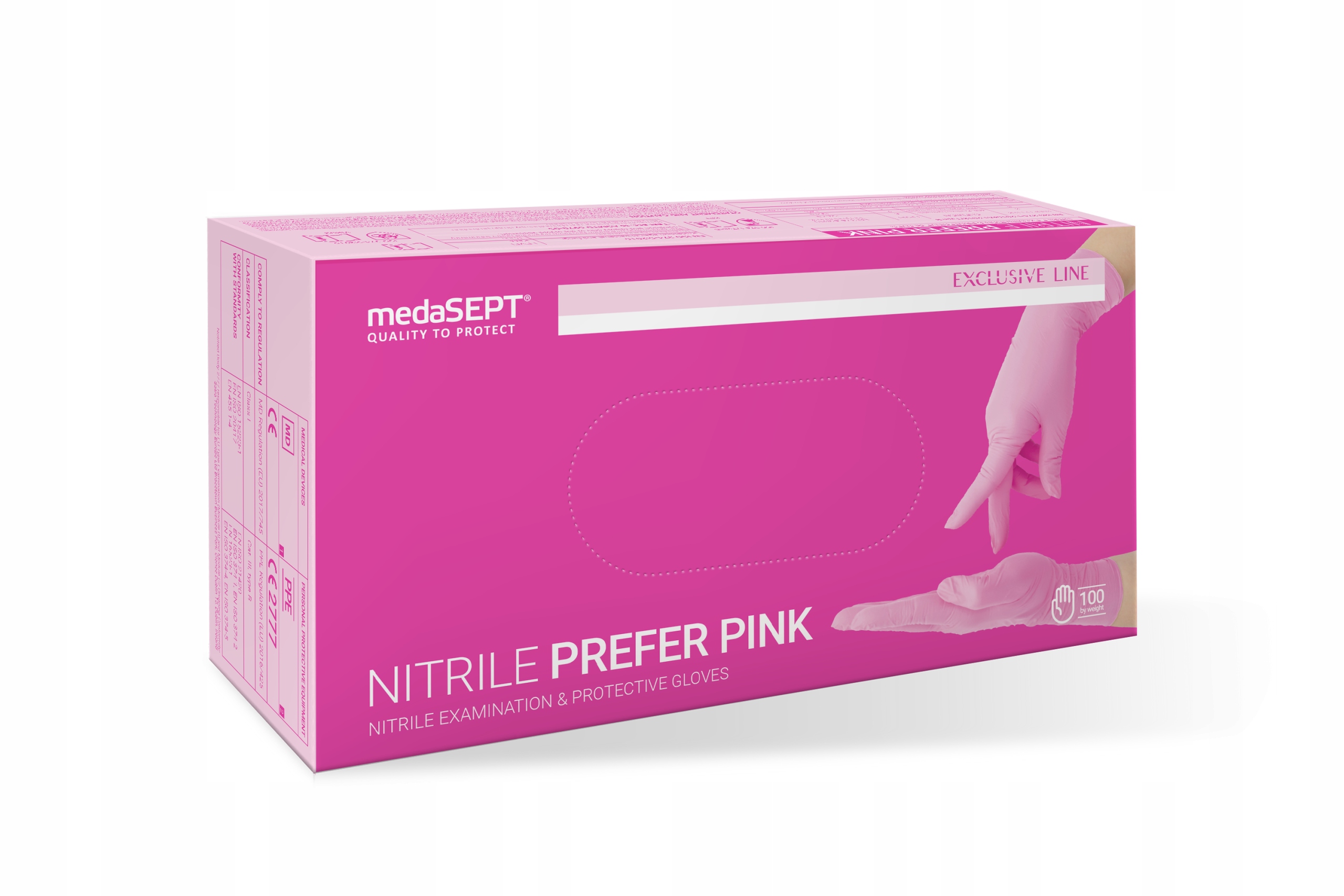 Rękawiczki nitrylowe do Tatuażu różowe MedaSEPT Nitrile Pink Pf 100 szt S