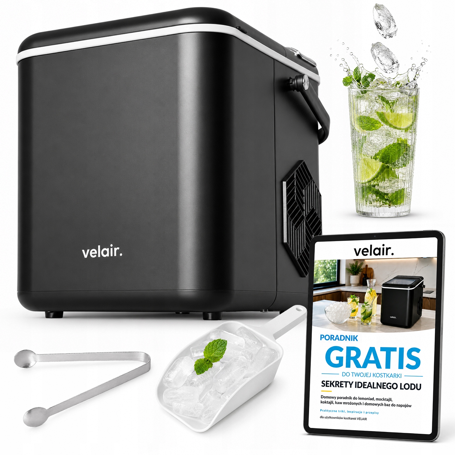 Kostkarka do lodu Velair Iglo czarna 140W 12kg/dobe Poradnik Gratis!