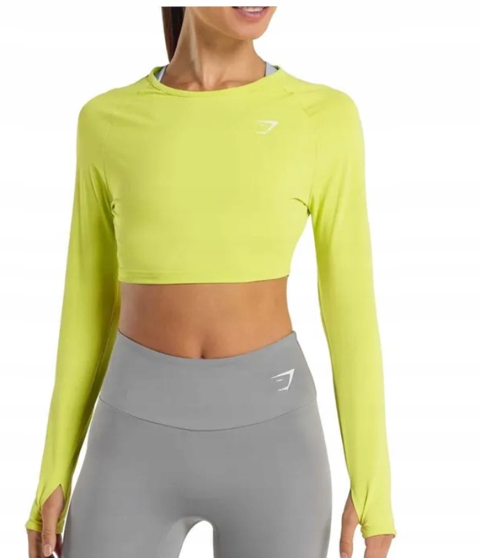 Gymshark Top Damski Żołty Sportowy Gładki S P7C