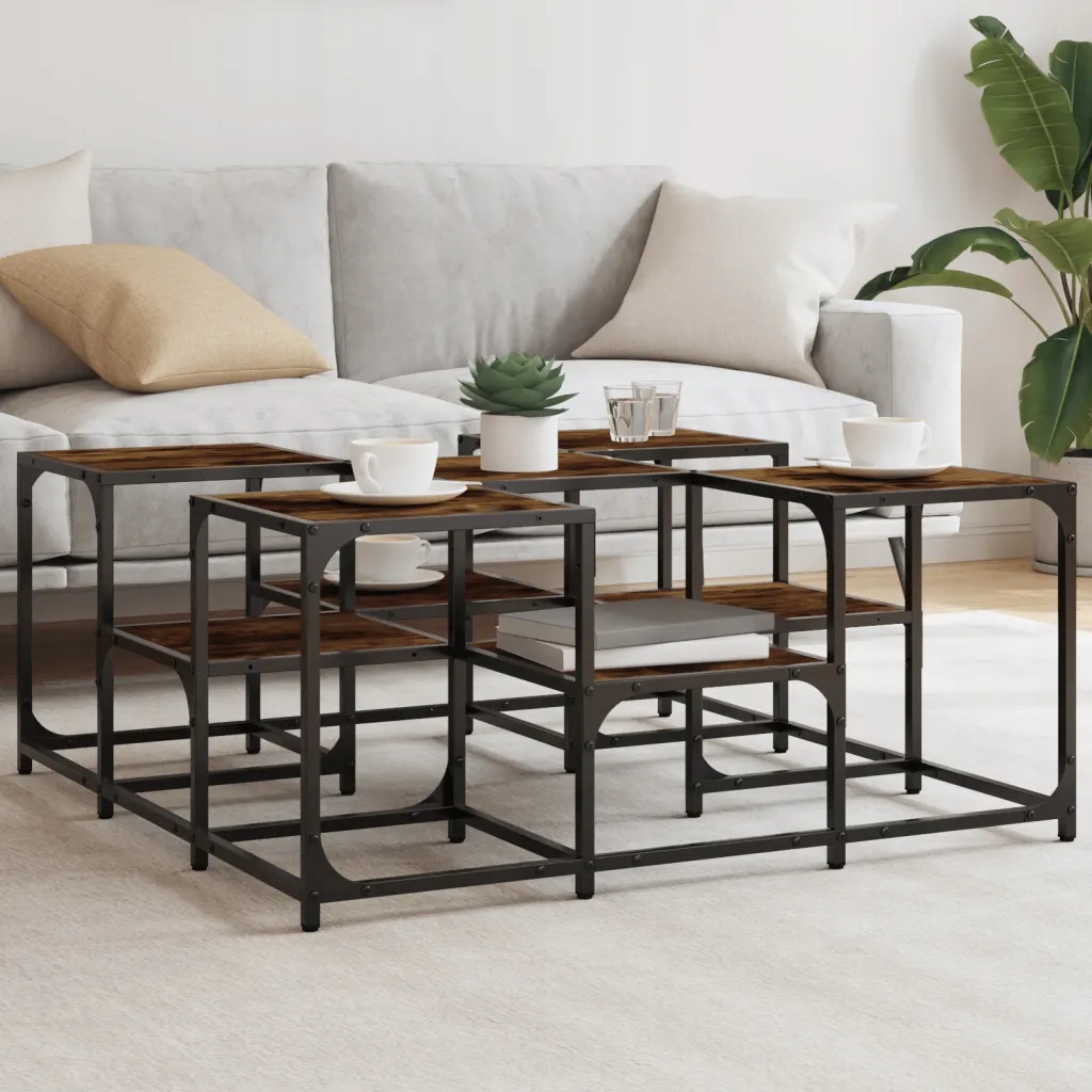 Konferenční stolek kouřový dub 91 x 91 x 40 cm kompozitní dřevo Hnědá 83907