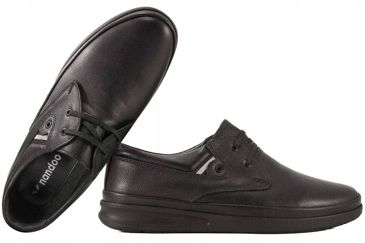 Nandoo 1708 Polobotky Casual Kožené Pánské Černé Tenisky 43 Černá