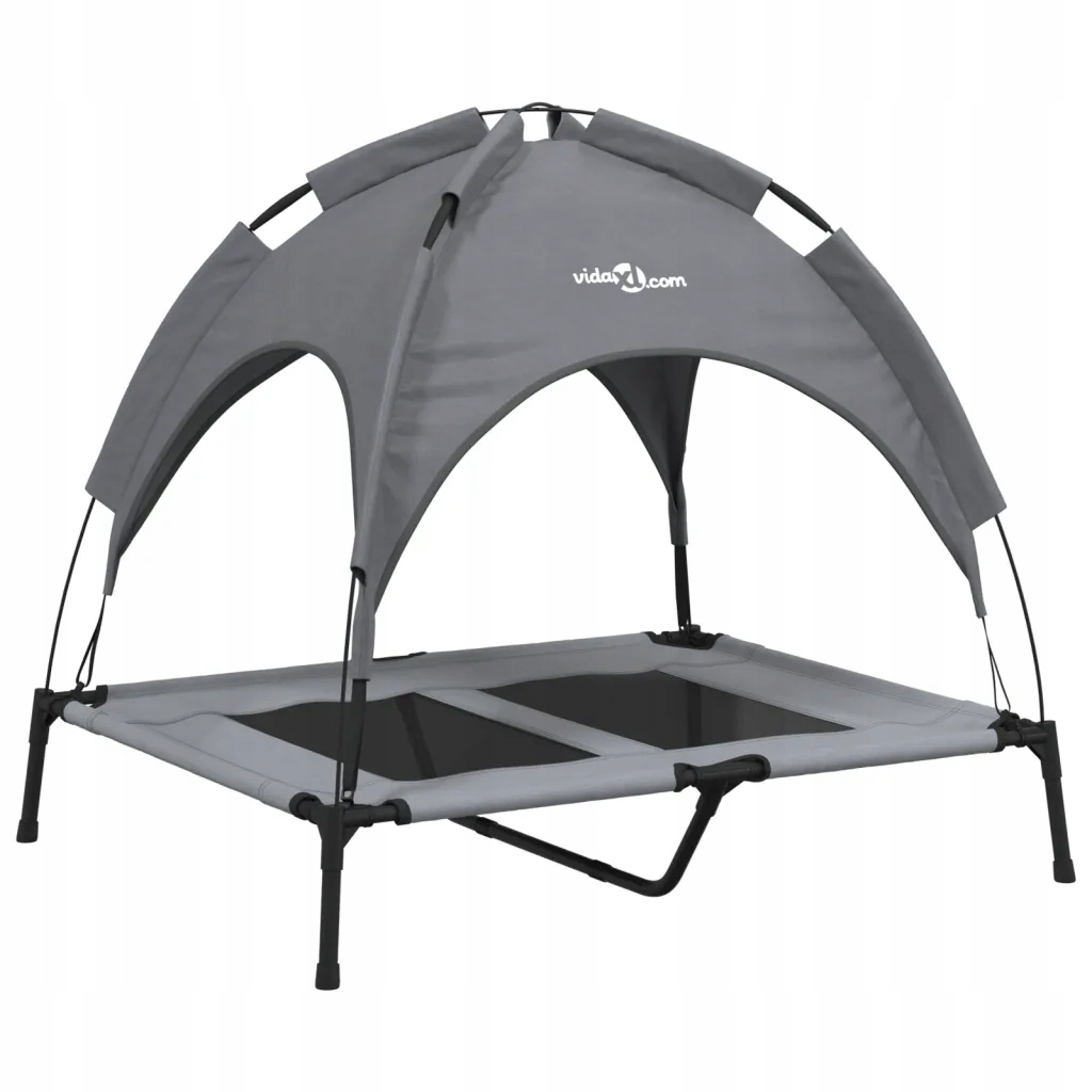 Levně vidaXL Pelíšek pro psa s baldachýnem, antracitové, tkanina a ocel