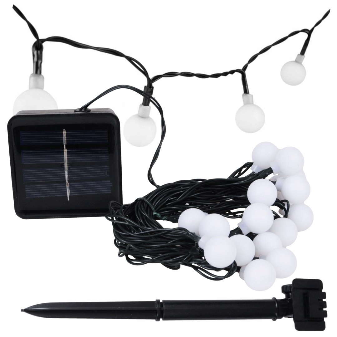

Girlanda Solarna Ogrodowa Żarówki Kulki 20x Led