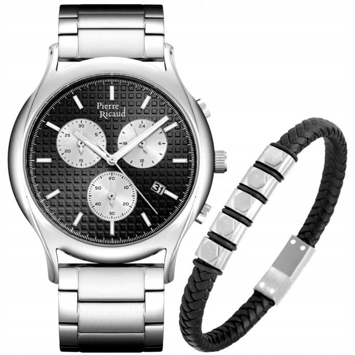Pánské Hodinky Pierre Ricaud P91099.5114CH619.5.BL stříbrný náramek