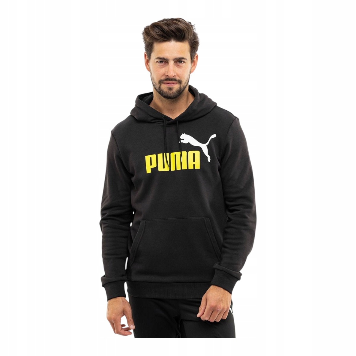 Puma Pánská Mikina S Kapucí Ess+ 2 Col Big Logo Hoodie Černá r.XL