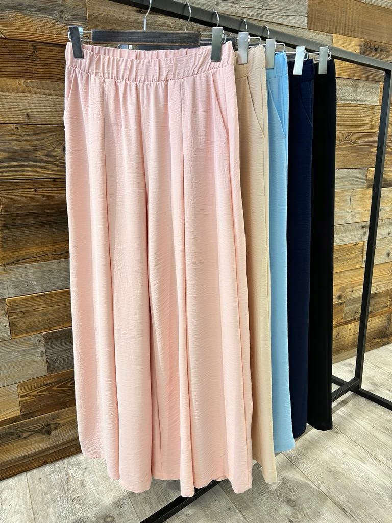 By O La La! Batistové Kalhoty Wide Leg Pudrová Růžová S 36