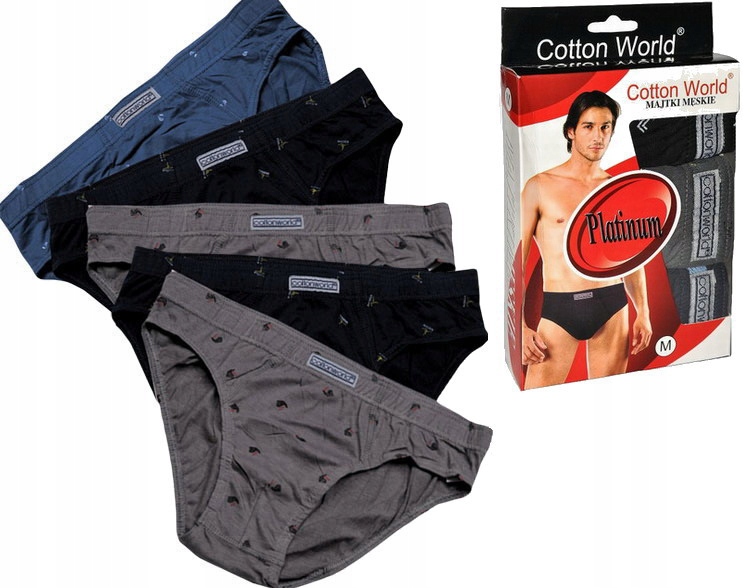 

5 Par xxl Slipy Męskie Cotton World majtki 2XL