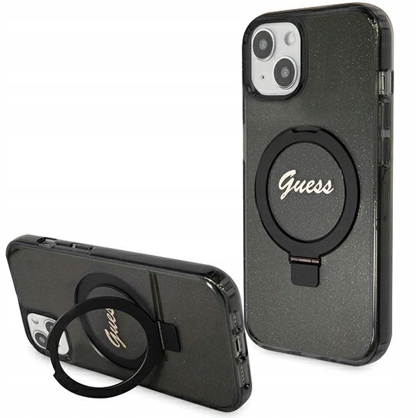 Guess etui z pierścieniem MagSafe iPhone 15 Plus (GUHMP15MHRSGSK) czarne