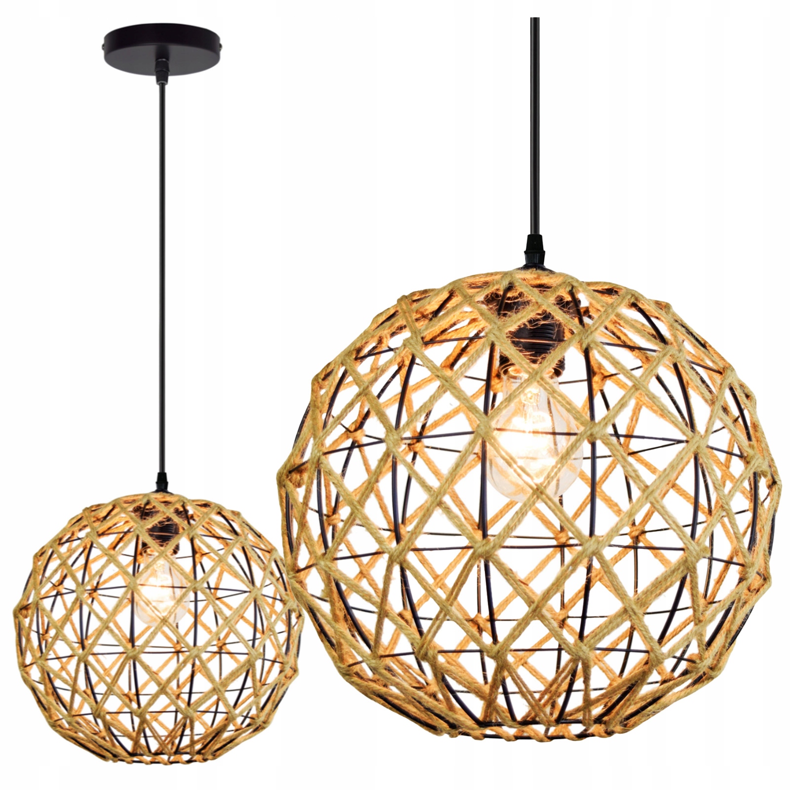Závěsné Stropní Svítidlo Boho Loft Industrial Jutová šňůra Lustr E27 Umea