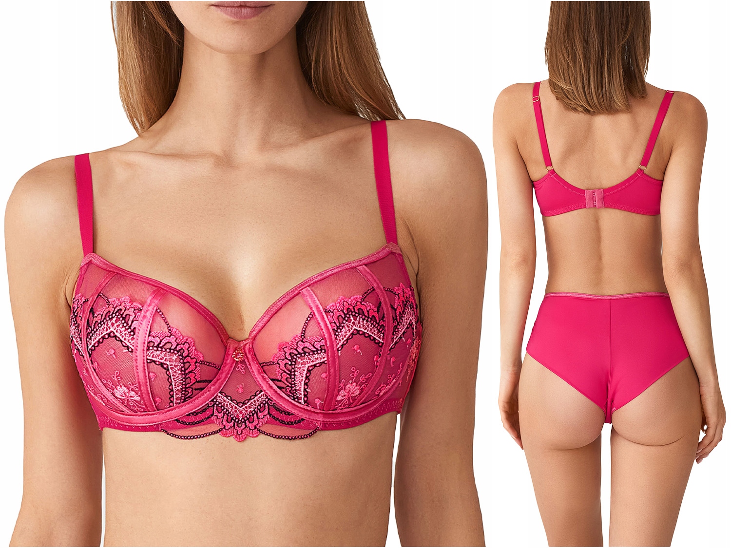 Miękki Koronkowo Tiulowy Biustonosz Raspberry Sorbet Poupee Marilyn 70F