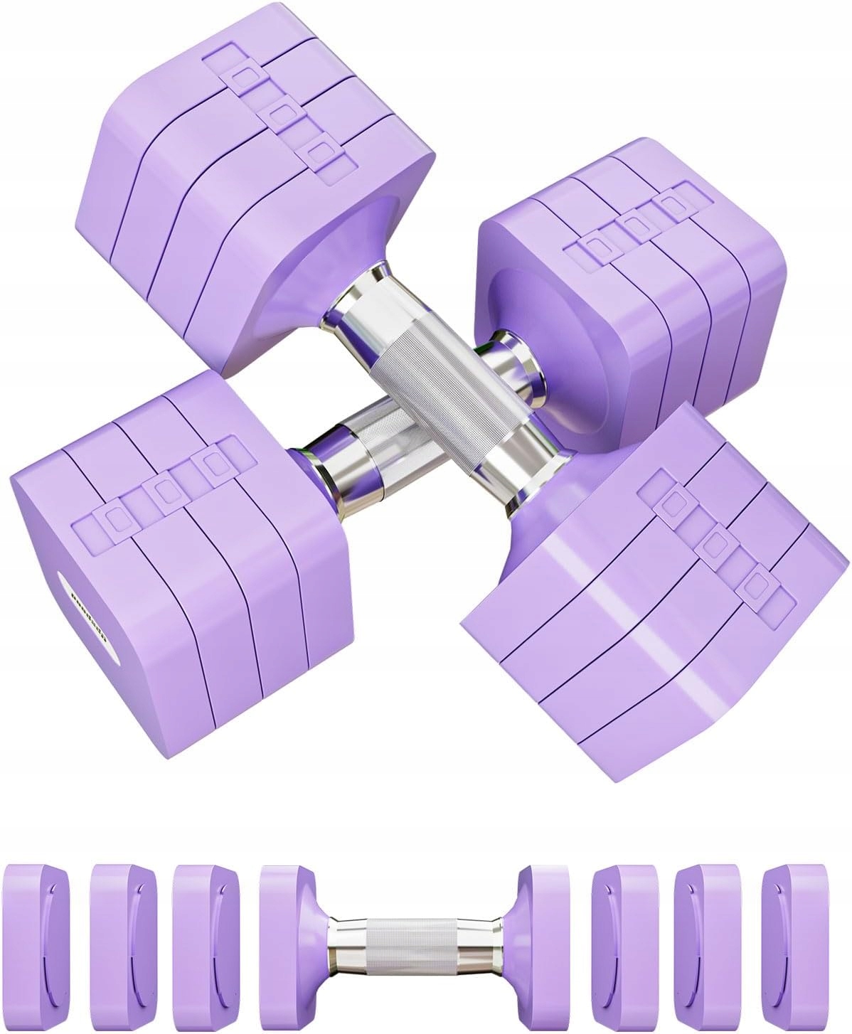 Hantle Regulowane Zestaw 4W1 10KG Trening Siłowy Dom Kolor Fioletowy