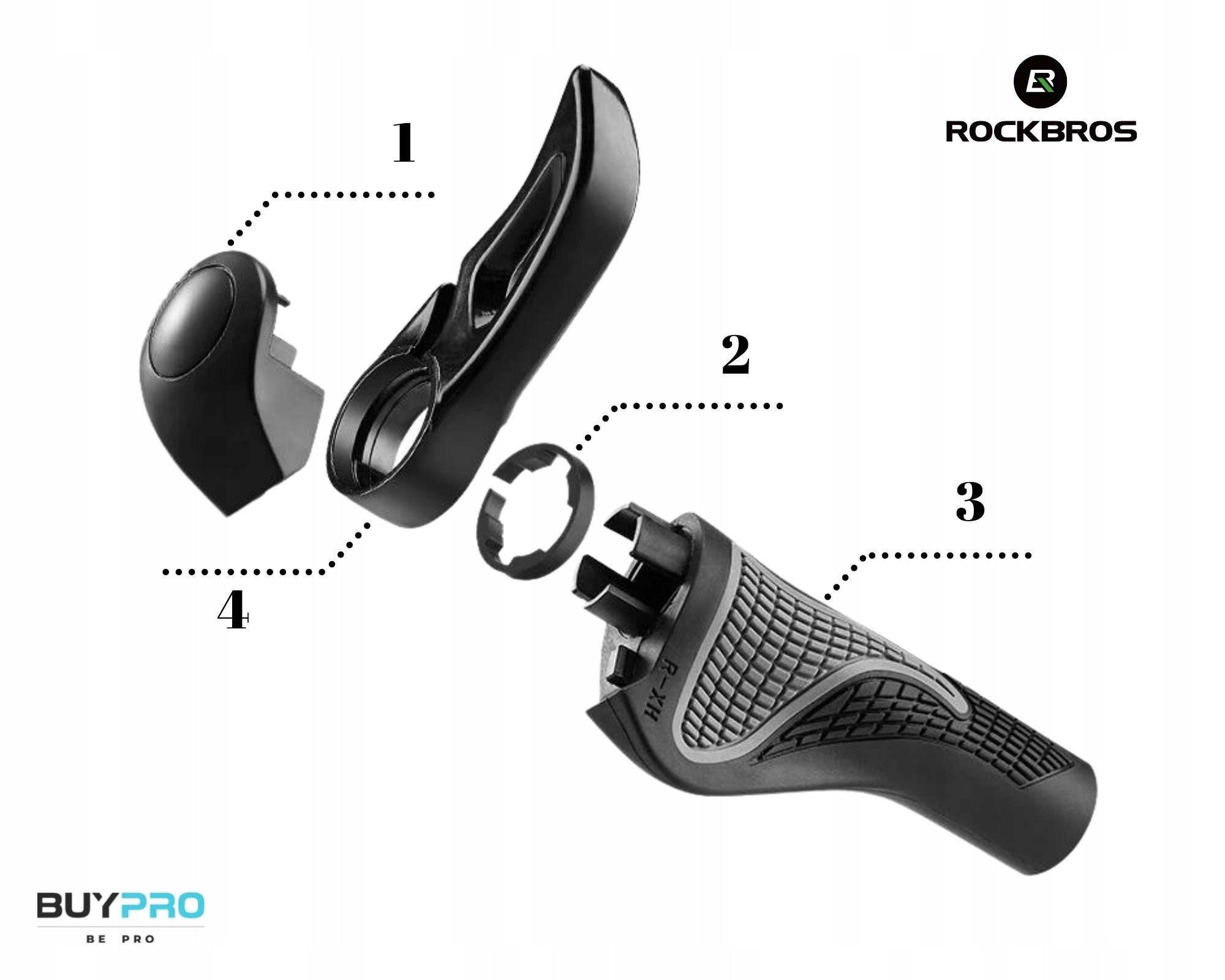 Chwyty na rower ROGI GRIPY ROWEROWE RĄCZKI DO KIEROWNICY Z ROGAMI SZARE Waga 300 g