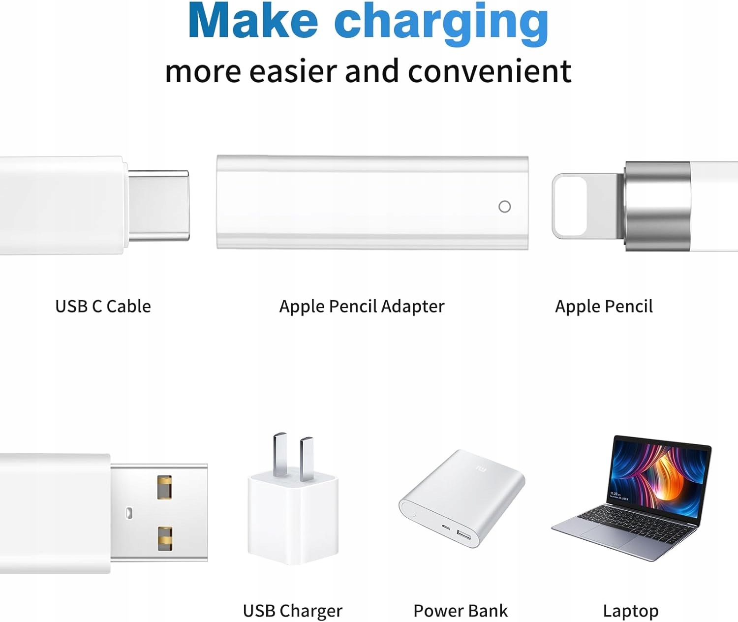 Adapter USB-C na Apple Pencil (obsługa parowania Bluetooth) i adapter Marka Inna