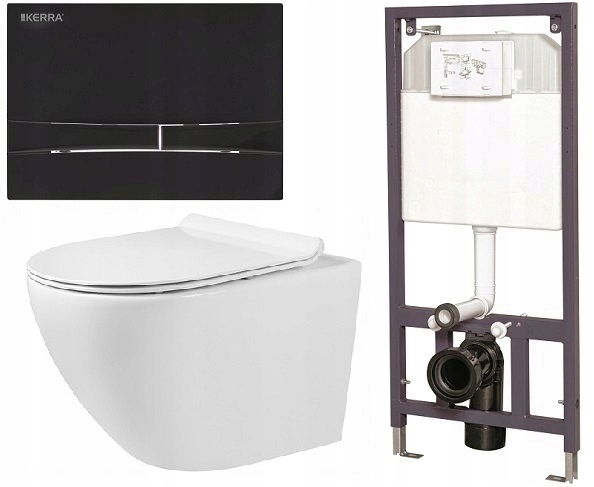 ZESTAW PODTYNKOWY WC PRZYCISK STELAŻ KERRA 7W1