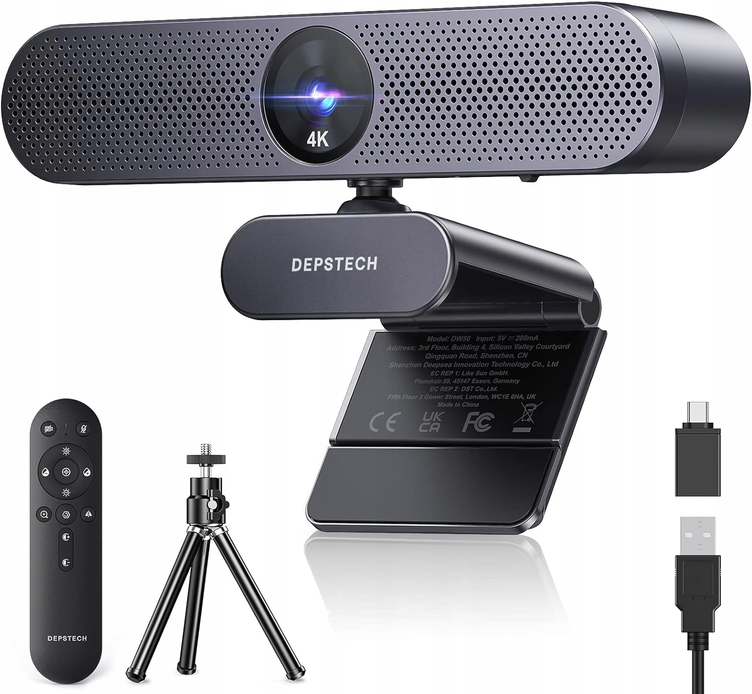 DEPSTECH DW50 4K kamera internetowa AutoFocus 2x Mikrofon ANC 3x ZOOM Pilot