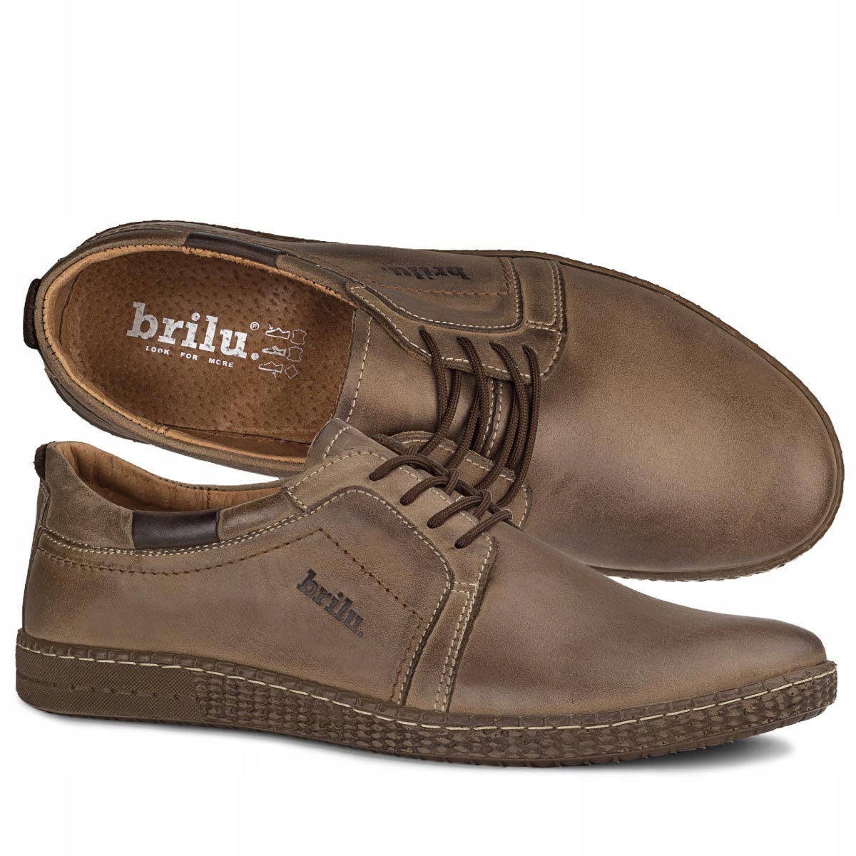 

Brilu Skórzane Męskie Buty Sznurowane Brązowe 44