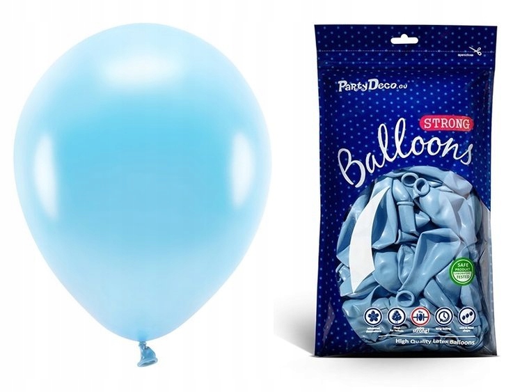 

Balony metaliczne błękitne 30cm urodziny 50 sztuk