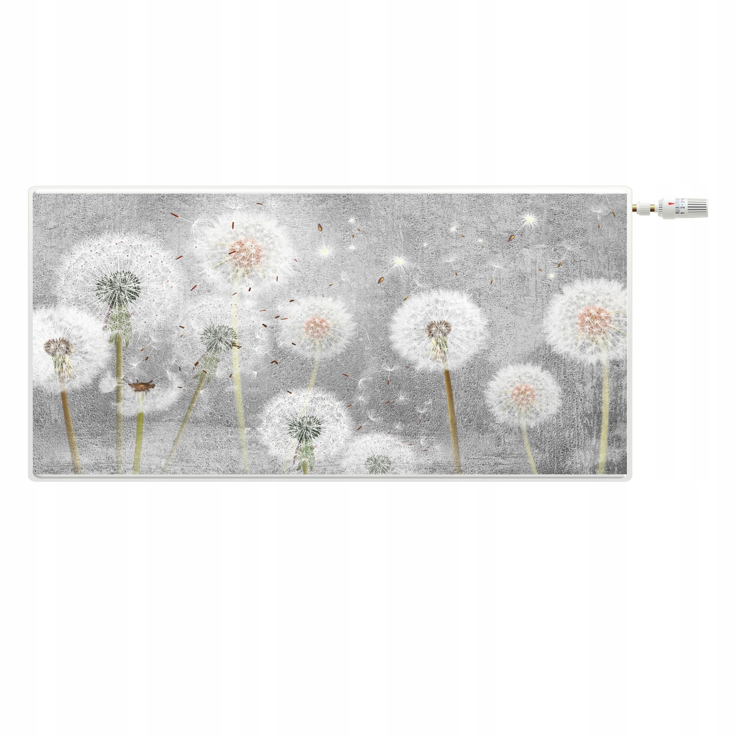 Šedá maska radiátoru s magnetickým krytem Pampelišky 60x120