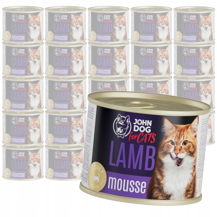 Levně John Dog for Cats Pěna s jehněčím masem 24x200 g Bezobilné Mokré Krmivo Pro Kočky