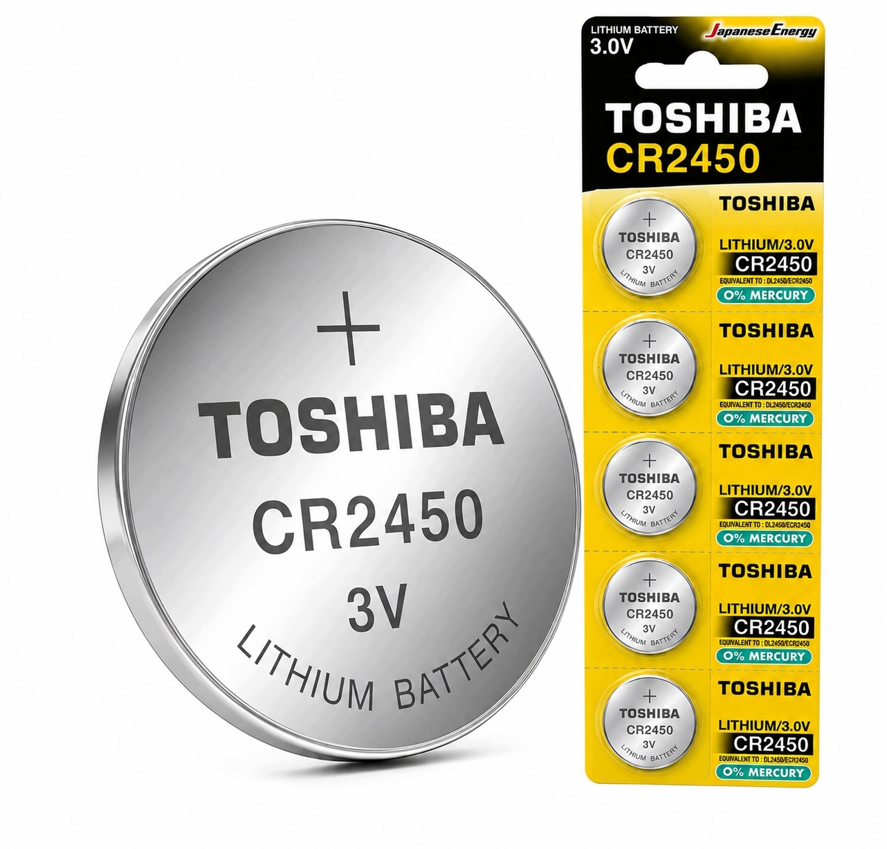 5x Bateria Litowa CR2450 3V Zegarkowa Guzikowa Toshiba Mocna Wytrzymała