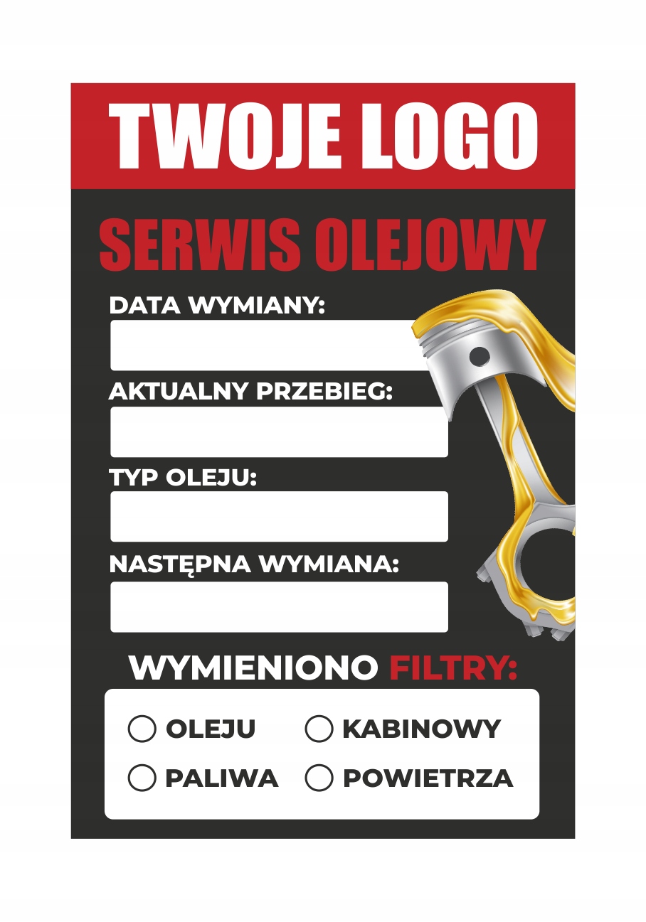

Naklejki Serwisowe Wymiana Oleju 80 Szt