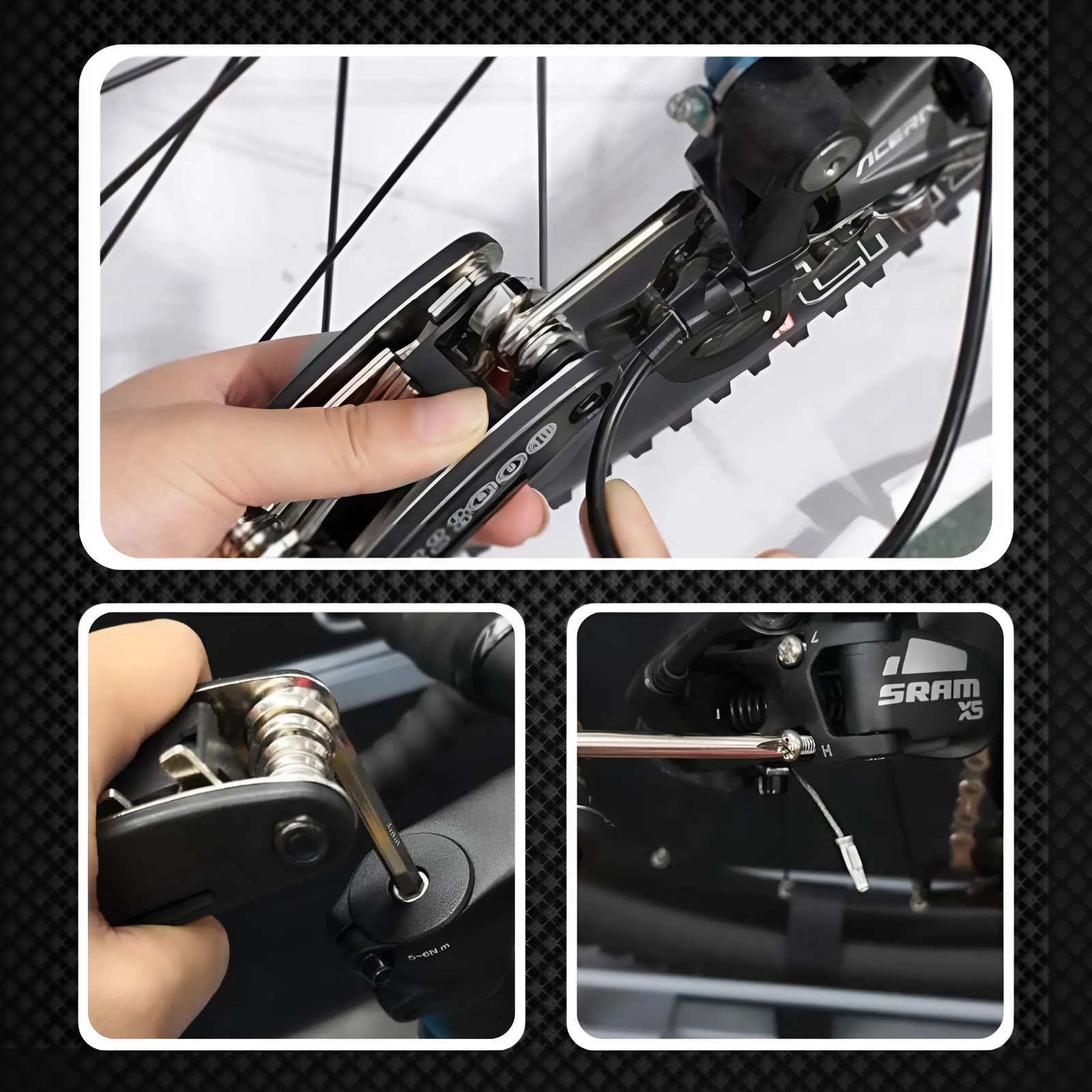 ZESTAW KLUCZY NARZĘDZI ROWEROWYCH ZESTAW NAPRAWCZY DO ROWERU MULTITOOL 16W1 Model składany