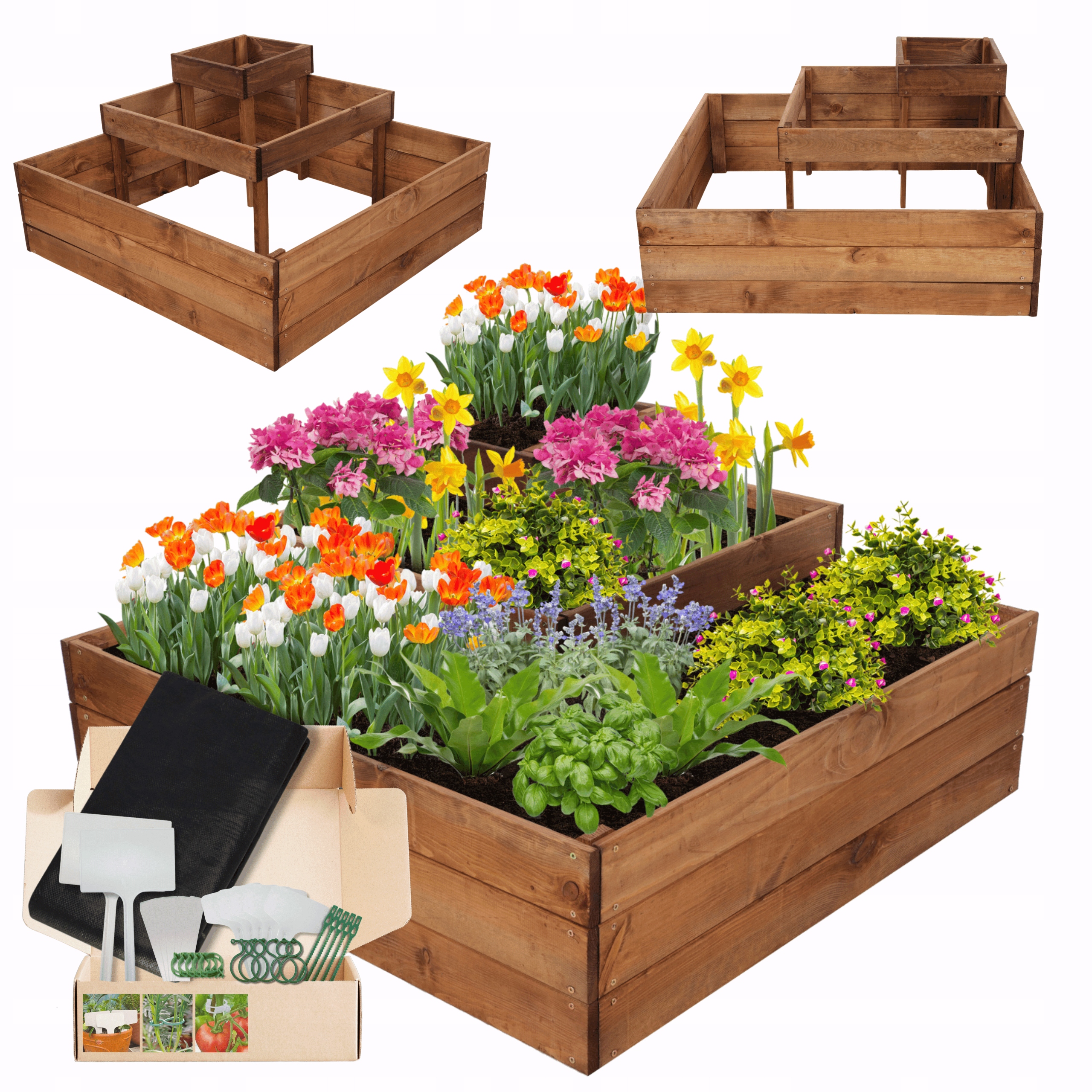 Herbárium rohová skrinka drevená zeleninový záhon poschodová kaskádová 45x90x90