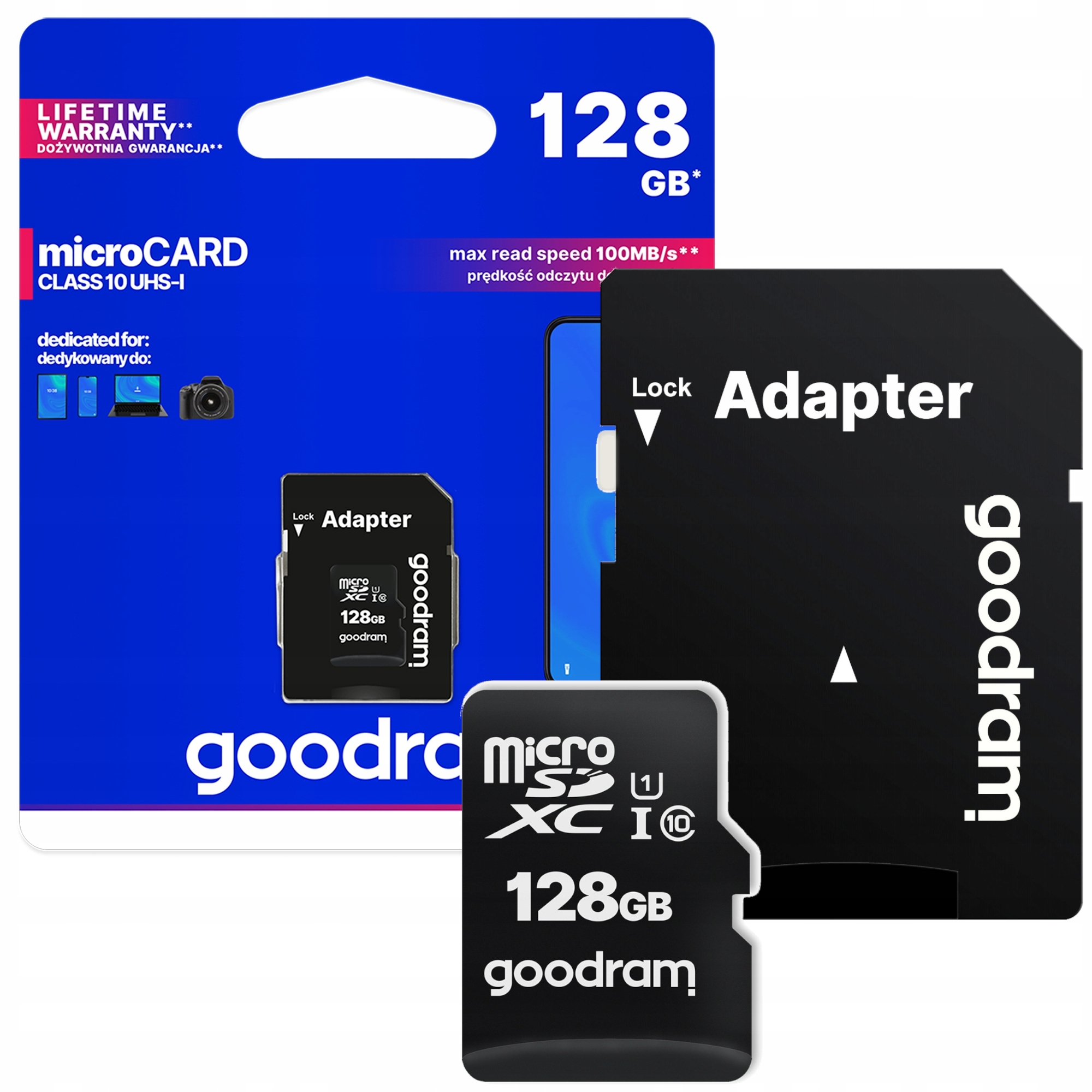 Karta Pamięci Micro Sd 128GB 100 MB/s Class 10 Uhs-i Adapter Sd Goodram