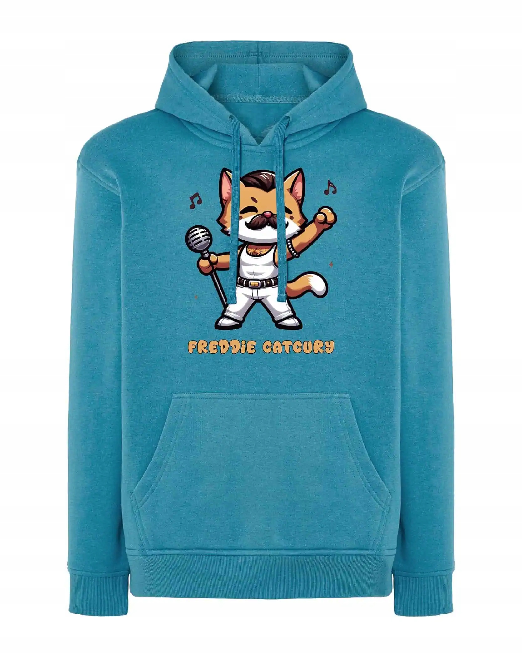 Mikina s kapucí Freddie Mercury Queen Kočka Parodia Modrá M
