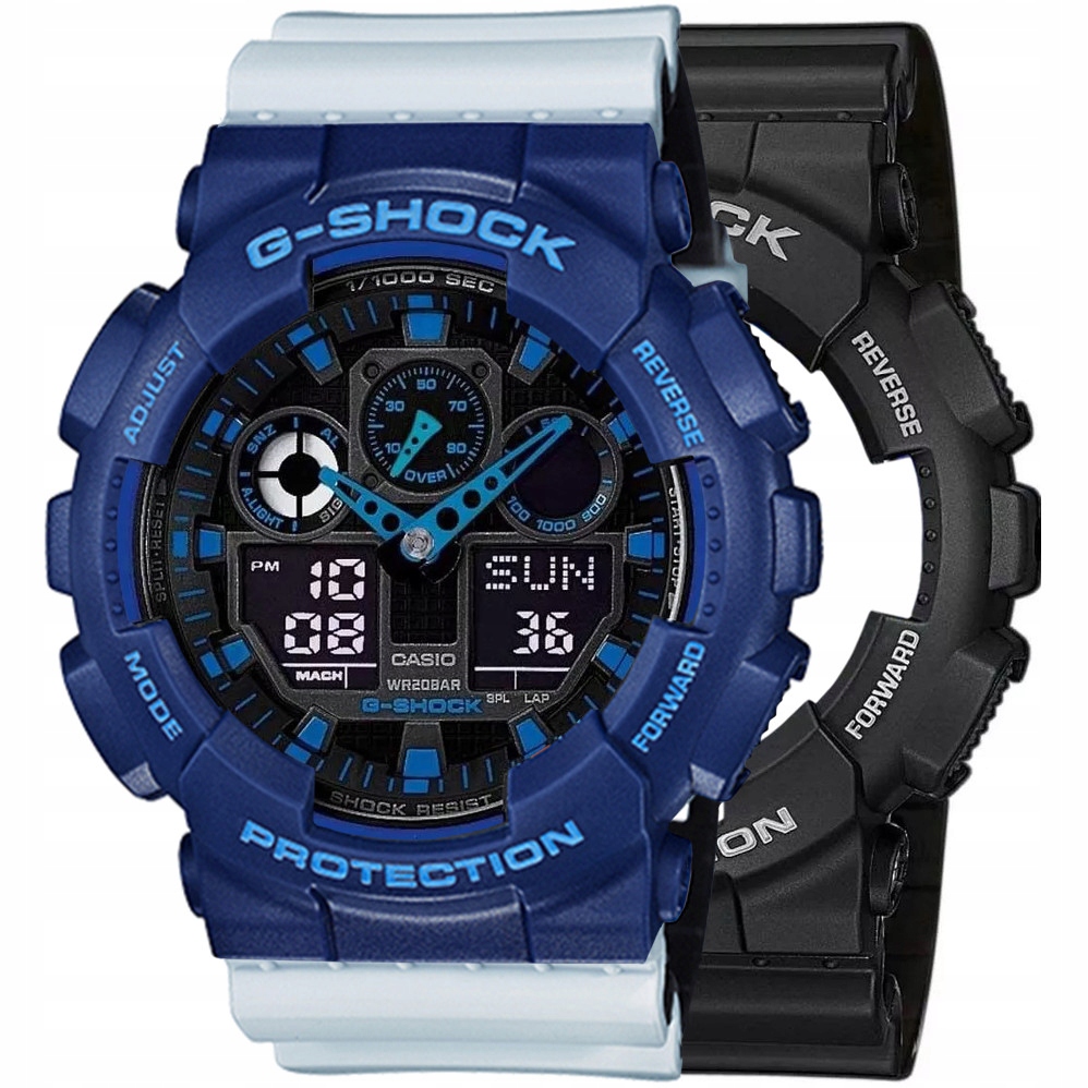Sada G-shock GA-100-1A2ER Modrá Bílá, Černá