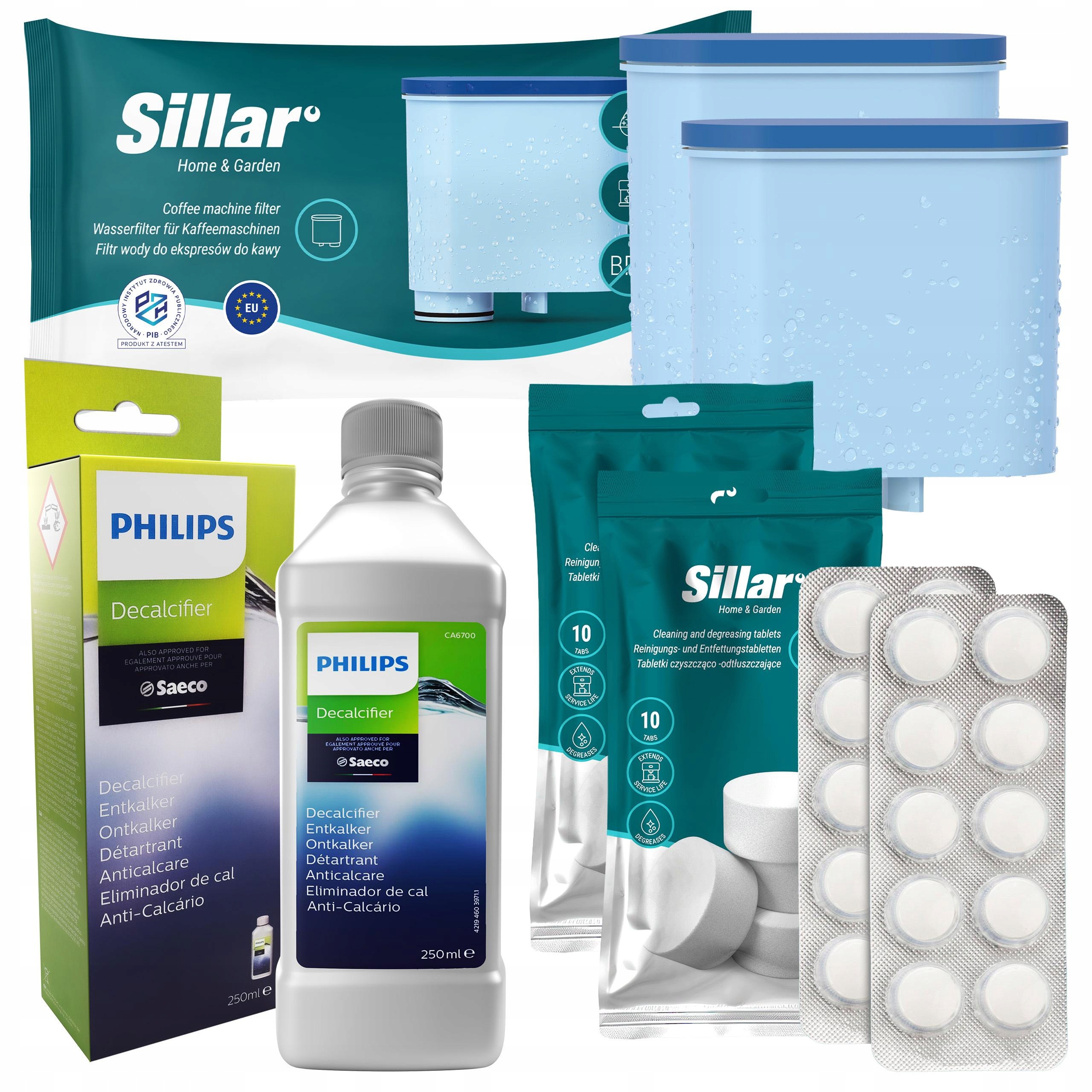 Zestaw do konserwacji ekspresu Philips Saeco 2x filtr odkamieniacz tabletki