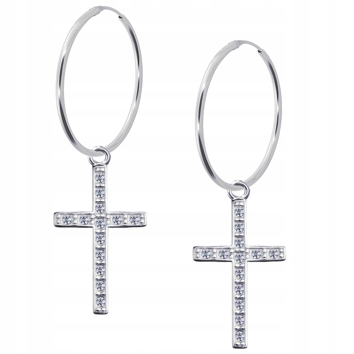 

Srebrne Kolczyki Duże Koła Krzyż srebro 925