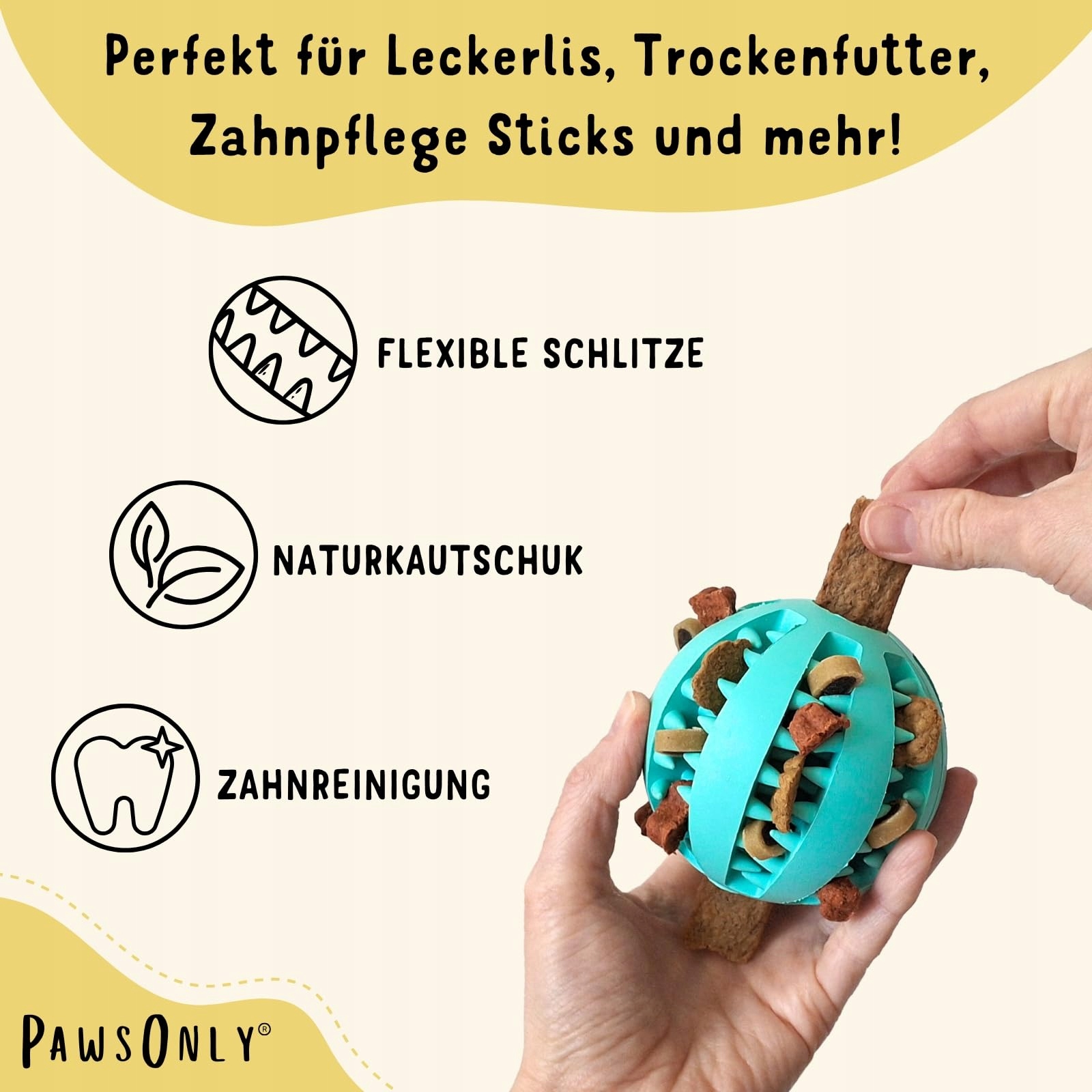 PAWSONLY Futterball Dla Psów Zabawka Na Przysmaki Kauczuk Naturalny 7 cm — miniatura 4