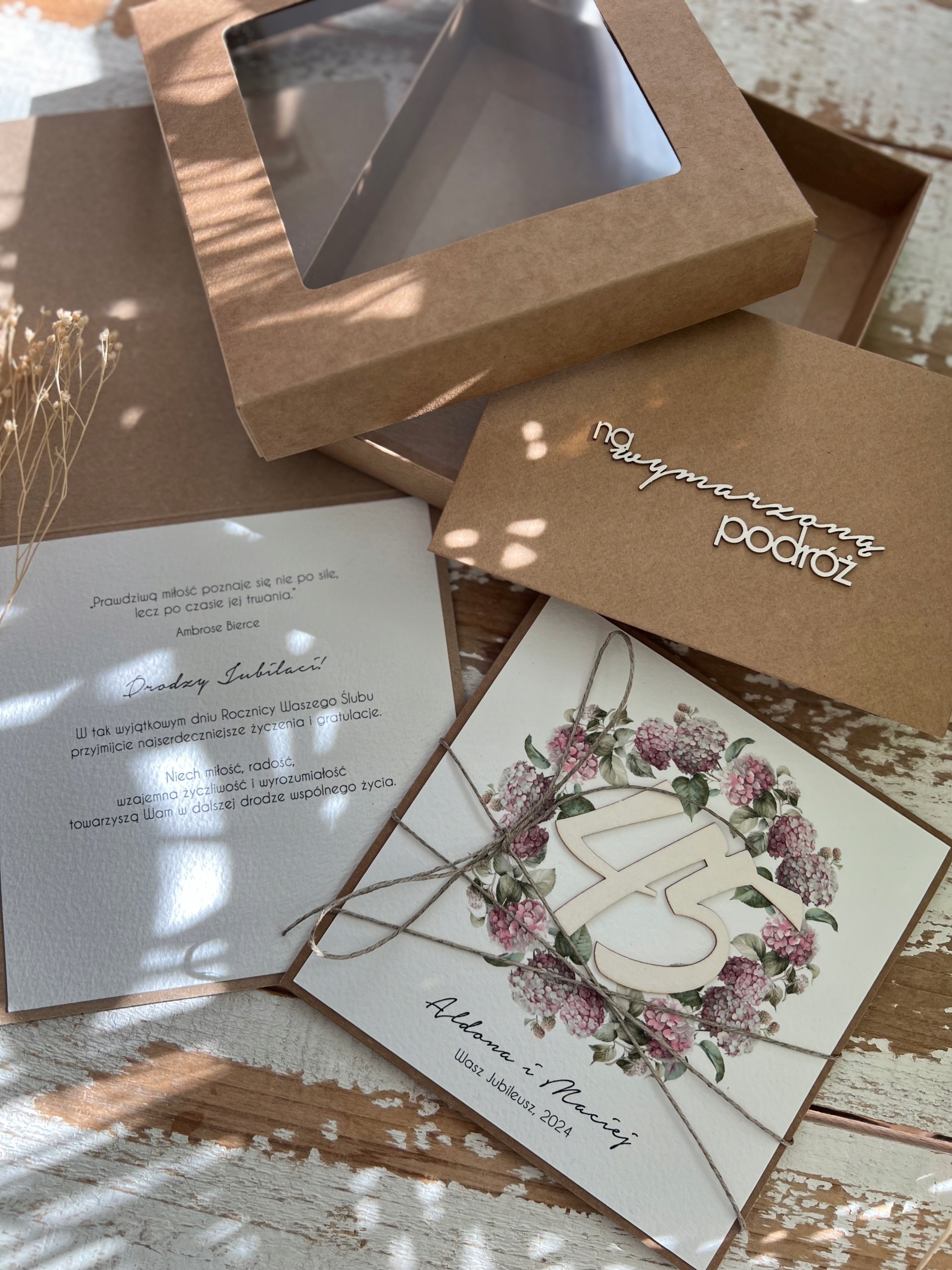 Ručně vyráběné přání s personalizací k 45. výročí svatby dárek