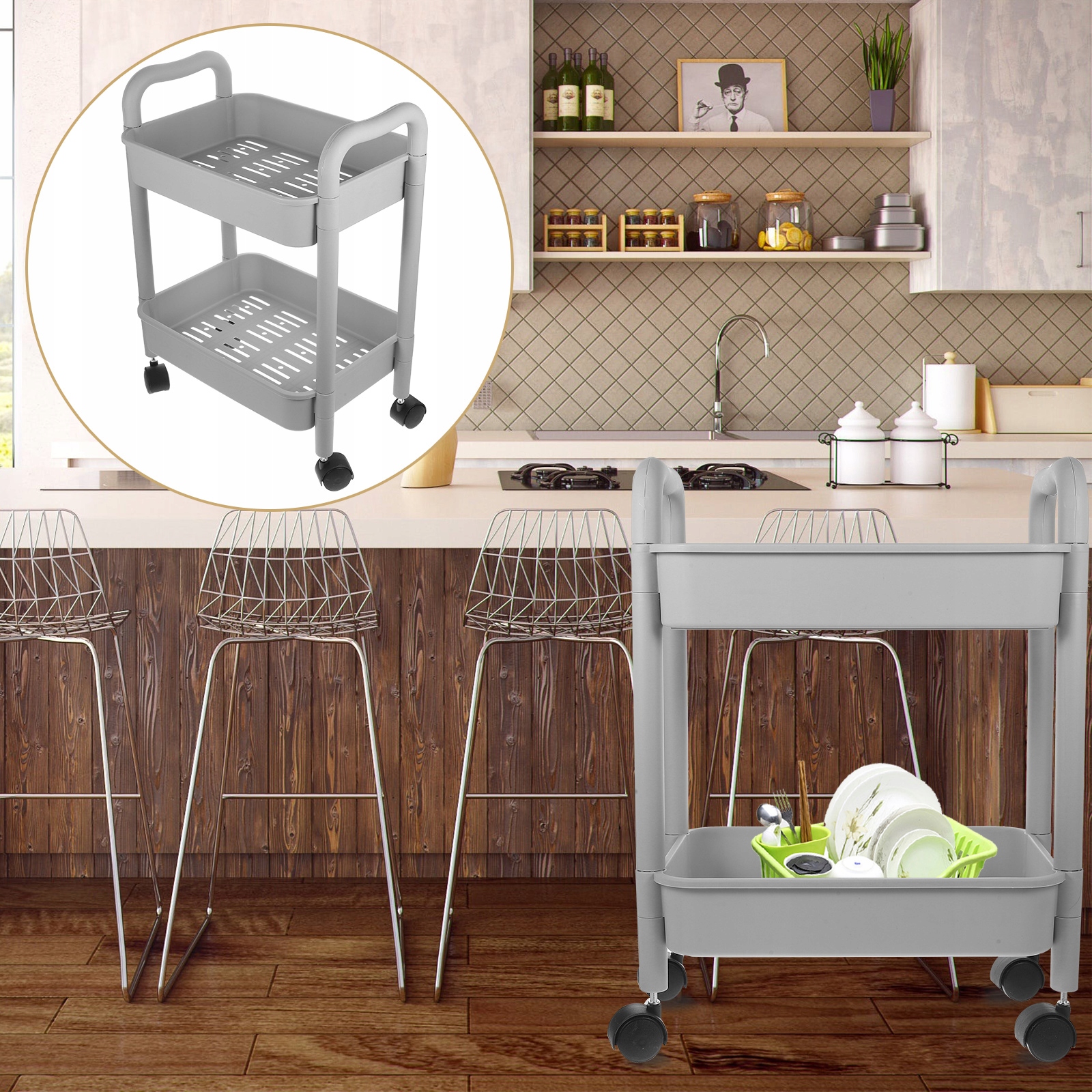 PLASTIKOWY WÓZEK NA ROLKACH KOSMETYK ŁAZIENKOWY Marka bez marki