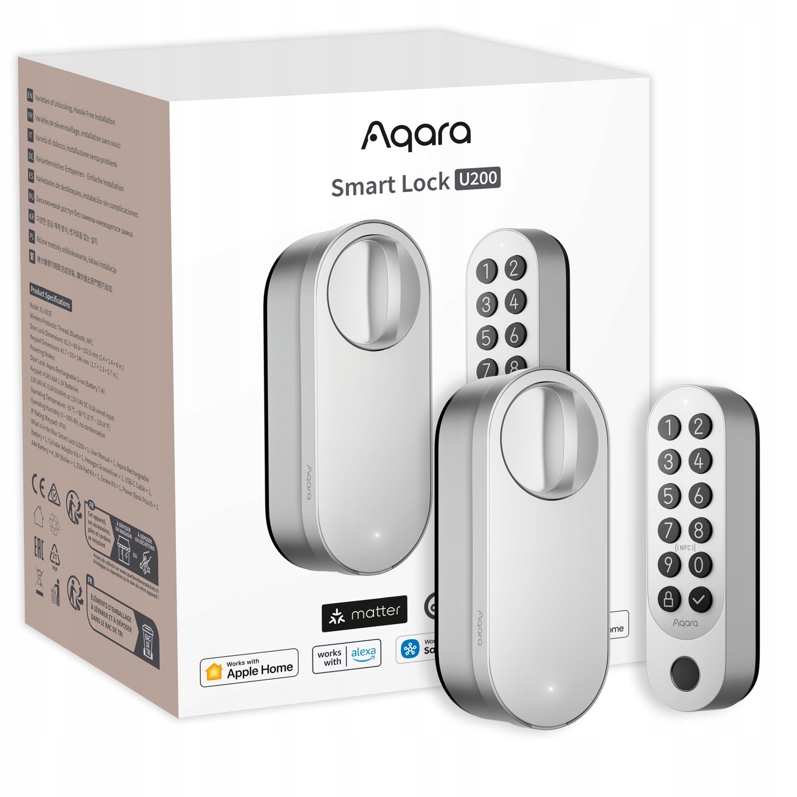 Chytrý zámok Aqara Smart Lock U200 strieborný